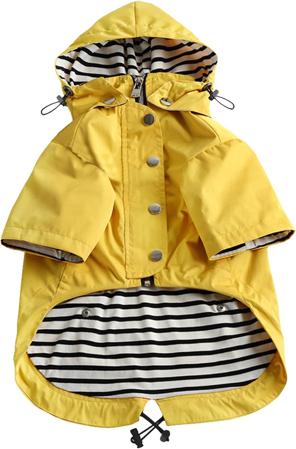 Morezi Dog Zip up Dog Raincoat with Reflective Buttons, Rain/Water Resistant, Adjustable Drawstring, Removable Hood, Stylish Premium Dog Raincoats - Size XS to XXL Available - Yellow - S image number 4