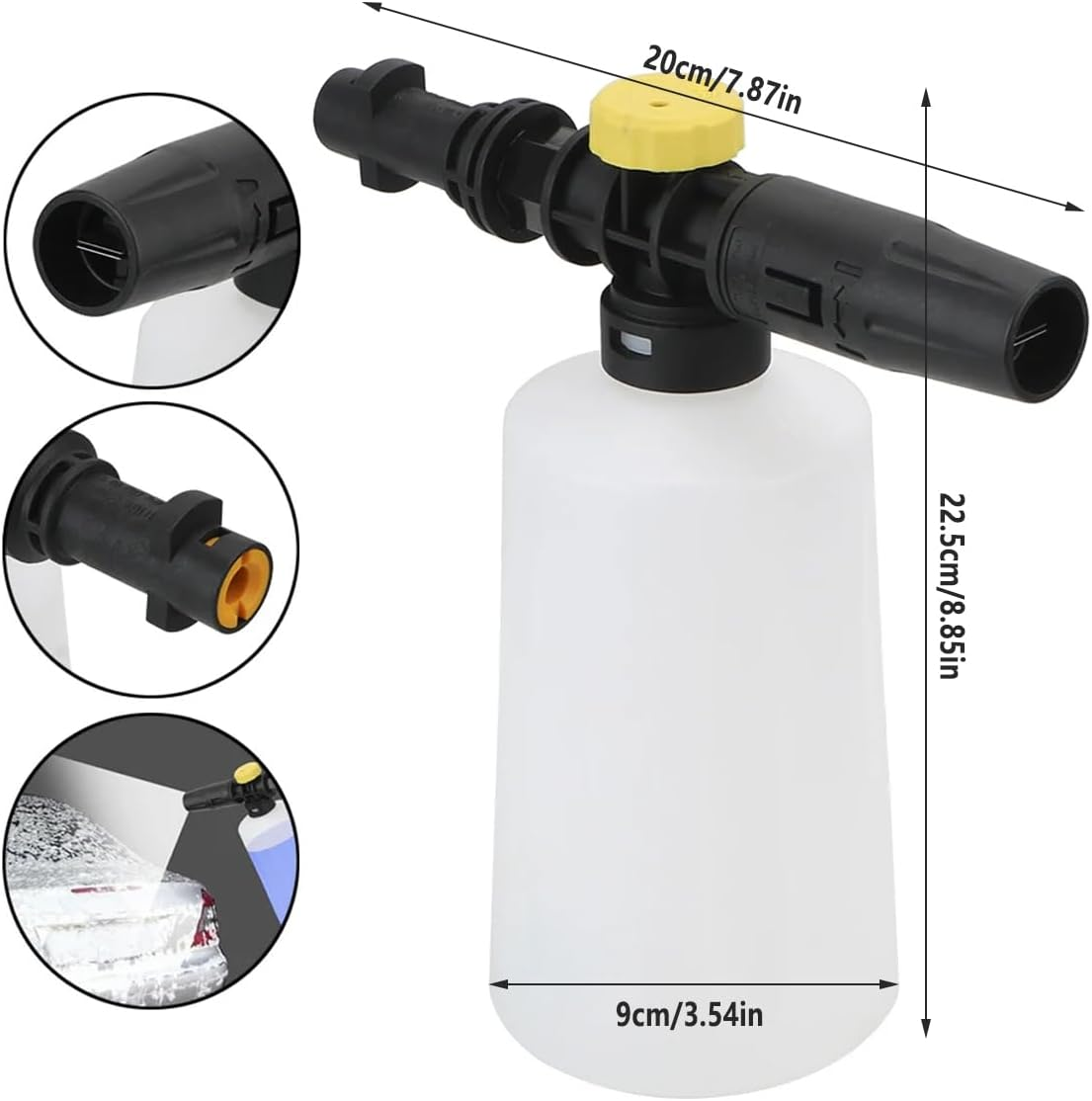 AIMALL K Series High Pressure Foam Cannon &ndash; Adjustable Snow Foam Sprayer for Car Washing, 1L Watering Pot with 0&ndash;60&deg; Nozzle and Rotating Jet Head, 8.85X7.87In image number 3