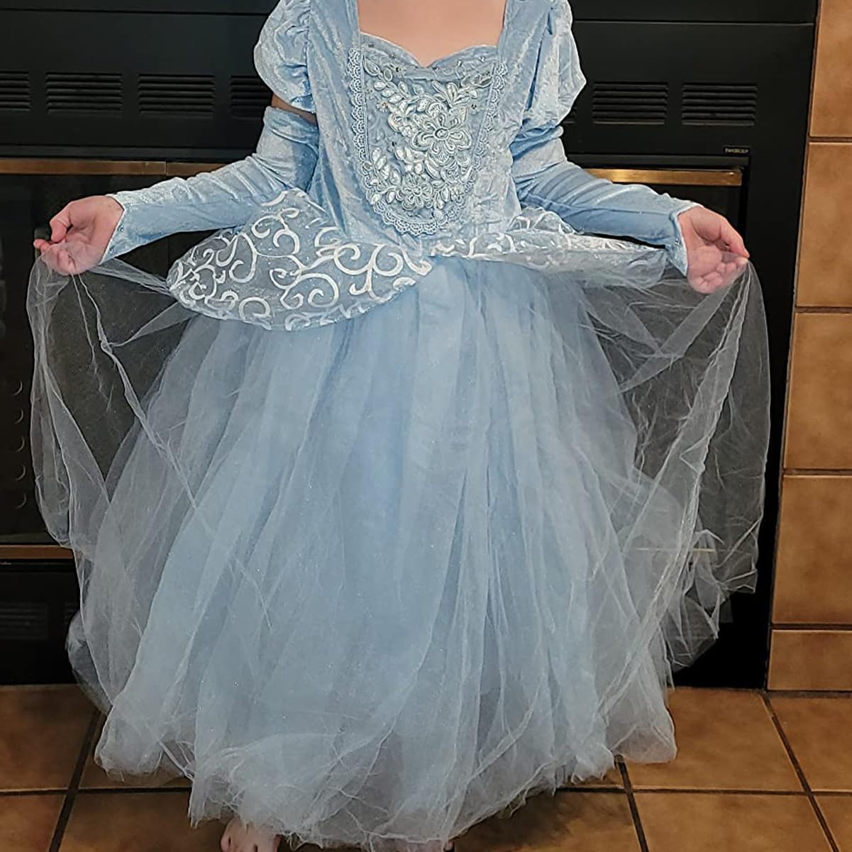 Fancy Cinderella Belle Costume Girl Princess Dress up Ball Gown Halloween Party Cosplay 2-13T image number 6