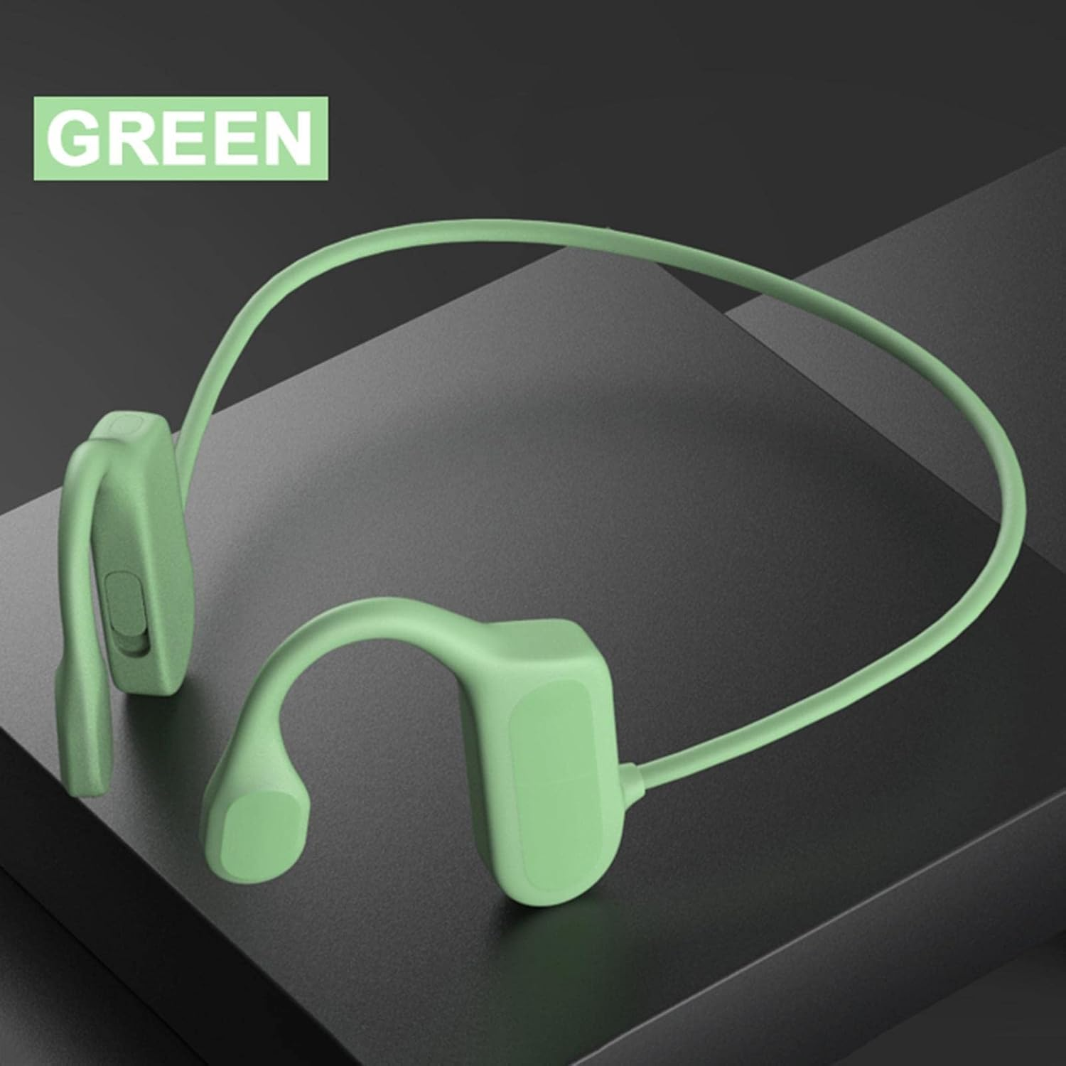 Bone Conduction Headphones Double Ears Headset for Driving Indoor Fitness Green