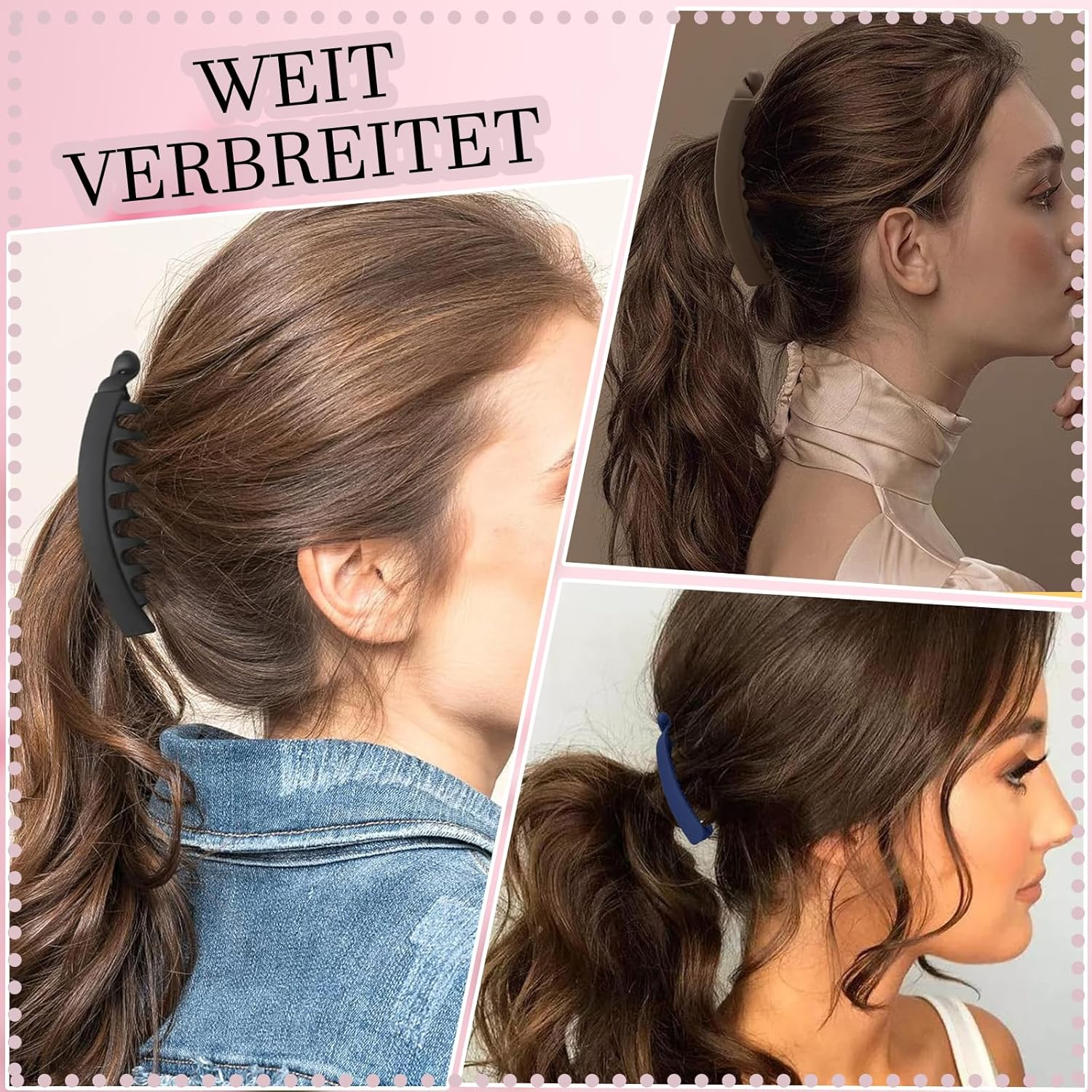 Pack of 6 Large Banana Clips, Non-Slip Ponytail Holder Clip, Vintage Hair Clip, Sturdy Banana Clip, Hair, Thick Hair, Large for Women and Girls, 6 Colours image number 2