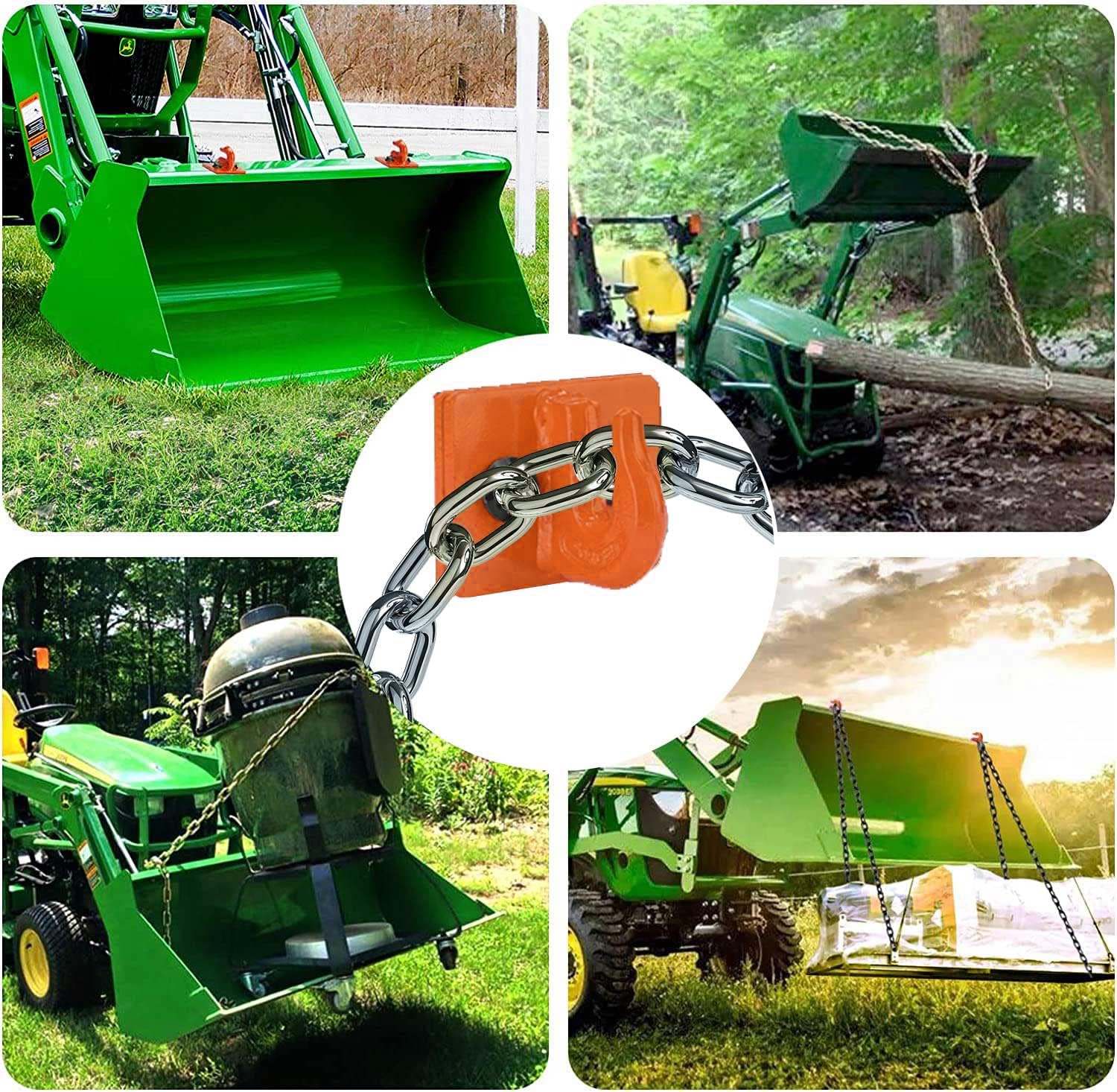 AUTOBOTS Tractor Bucket Hooks 3/8" (2 Pack),Max 15,000 Lbs, Bolt on Hooks for Tractor Bucket,Heavy Duty Grab Hook Tow Hook,Indispensable Tractor Bucket Accessories for Rv,Utv,Truck,Orange - Black image number 5