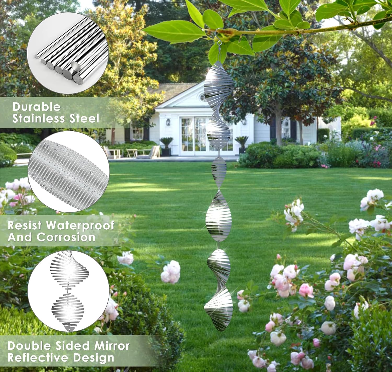 Bird Deterrents for outside Patio, Bird Scare Devices Set Highly Reflective 3D Wind Spinners Outdoor Garden Decor, Bird Reflectors to Keep Birds Away Window Roof Yard Orchards Deck 9 Discs 3 Pcs image number 2