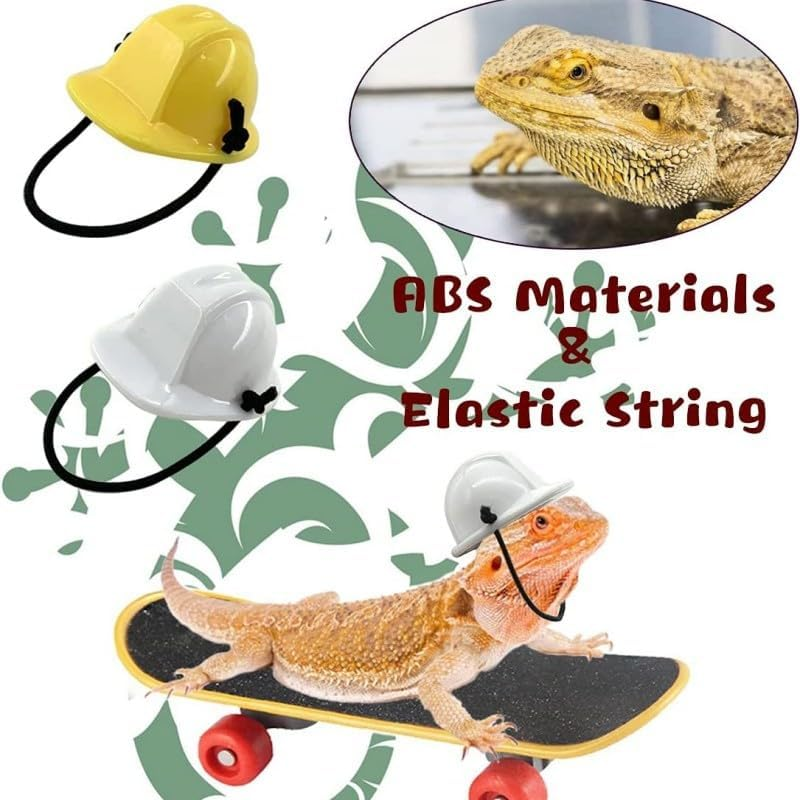 Bearded Dragon Accessories Small Engineer Hat for Bearded Dragon Lizard Construction Helmet Hats and Mini Scooter for Hamster Lizard Parrot Reptile Small Animals (Style1, One Size) image number 1