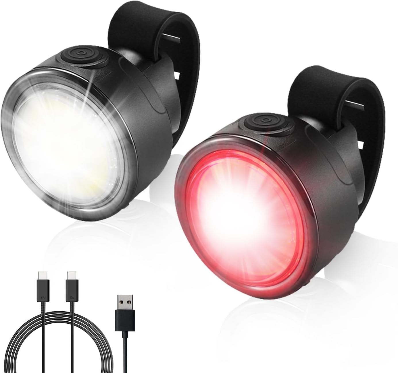 USB Rechargeable Bike Light Set, 350 Lumen Super Bright Bike Lights Front and Back LED Rear Taillight, Bicycle Lights for Night Riding Safety, Waterproof IPX5, 4/6 Modes, Mode Memory image number 5