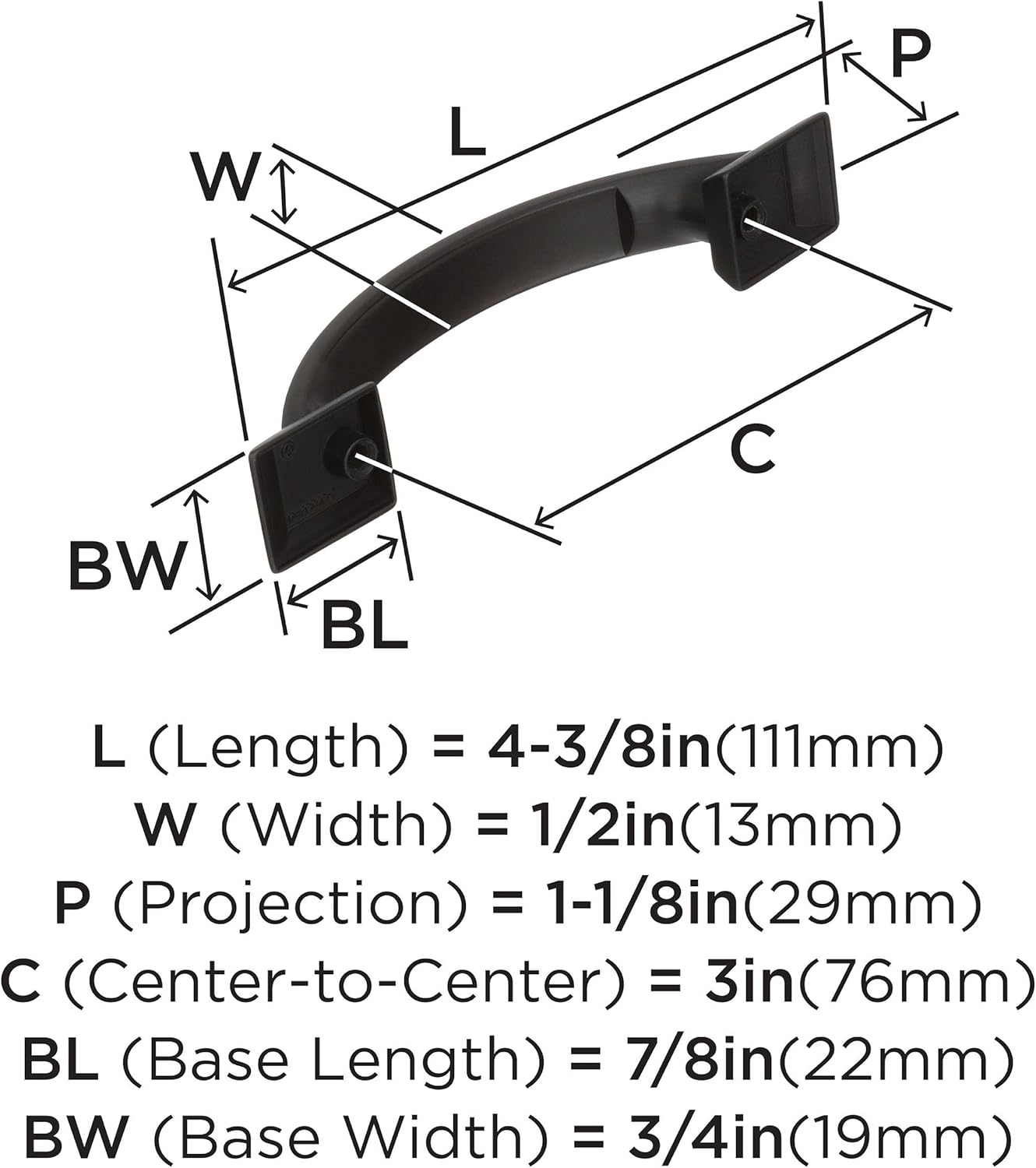 Amerock | Cabinet Pull | Oil Rubbed Bronze | 3 Inch (76 Mm) Center to Center | Candler | 1 Pack | Drawer Pull | Drawer Handle | Cabinet Hardware image number 1