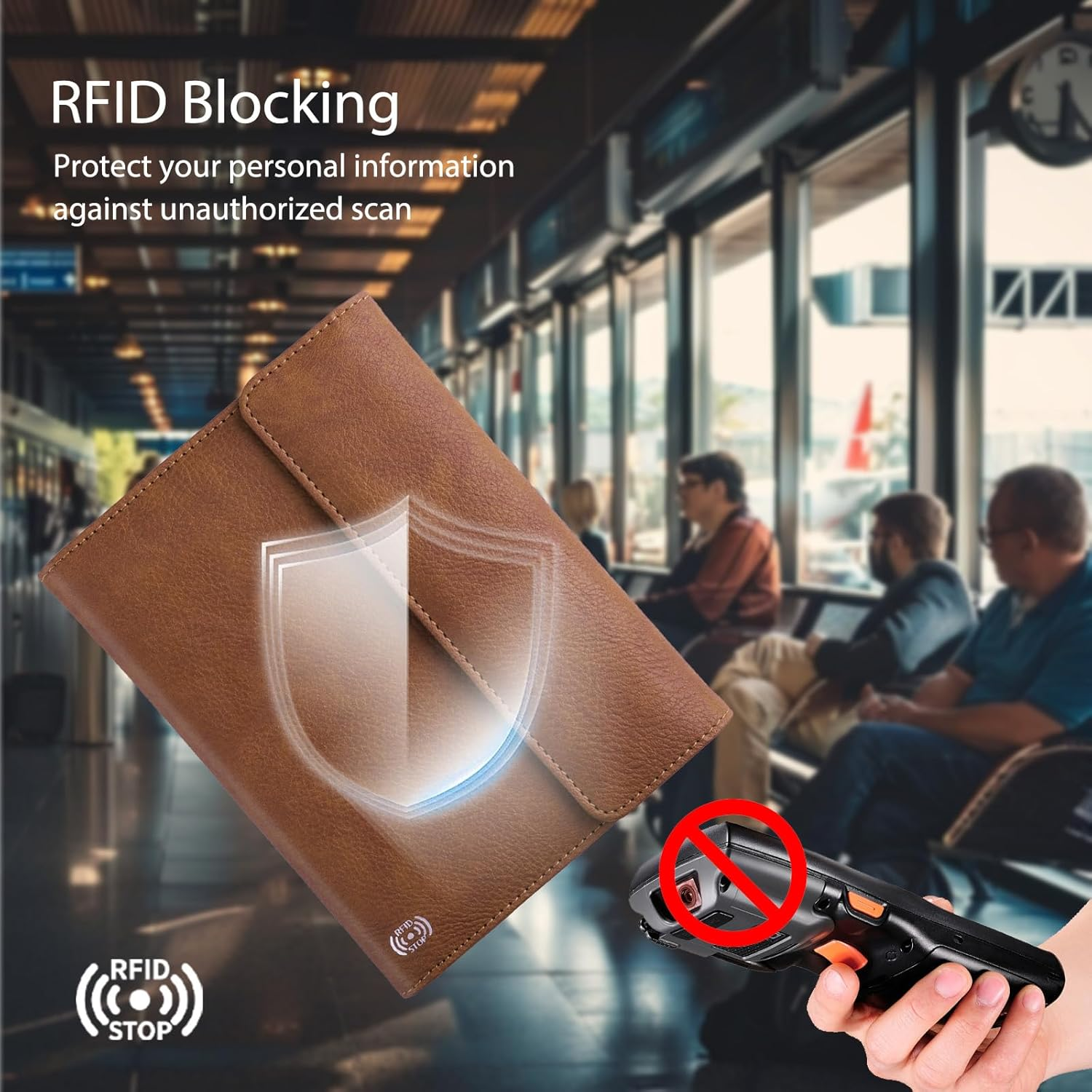 WALNEW Passport Holder for Travel, RFID Blocking Passport Book Wallet Cover Case, PU Leather Travel Essentials Accessories Document Holder, Brown image number 2