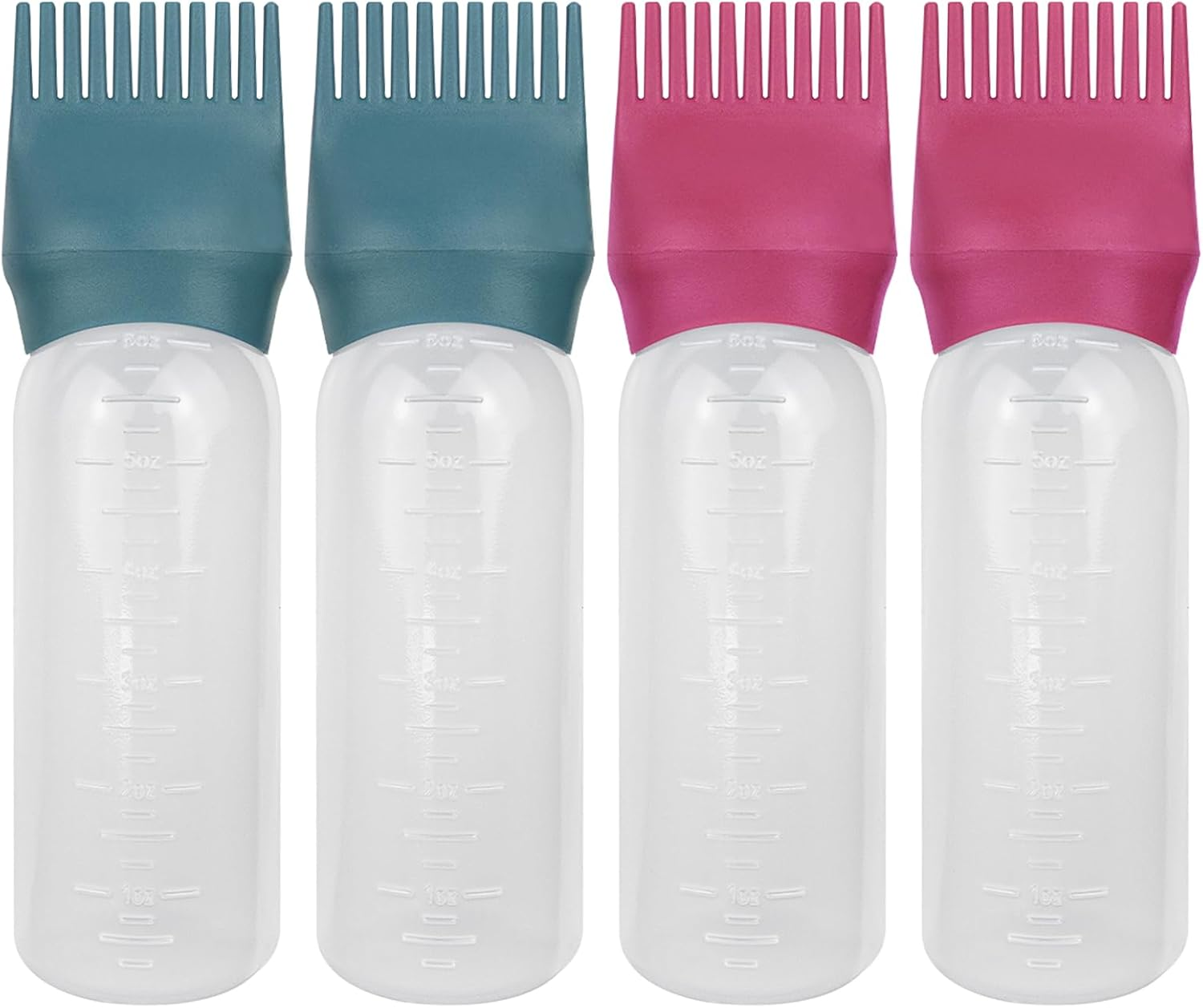 ZGQHZR 4 PCS Root Comb Applicator Bottle, Oiling & Dye Shampoos Hair Salons - 6Oz (2Blk+2Wh) image number 1