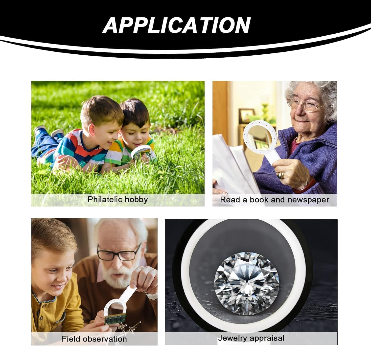 Mumoo Bear Magnifying Glass with Light, 30X Handheld Large Magnifying Glass 12 LED Illuminated Lighted Magnifier for Macular Degeneration Seniors Reading Inspection Coins Jewelry image number 6