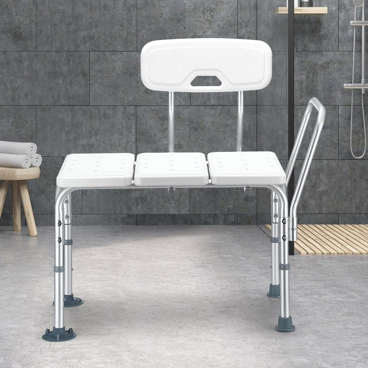 Tub Transfer Bench Bath Seat Bathtub Shower Chair with Armrest and Back Adjustable Height Medical Bathroom Aid for Disabled Seniors image number 5