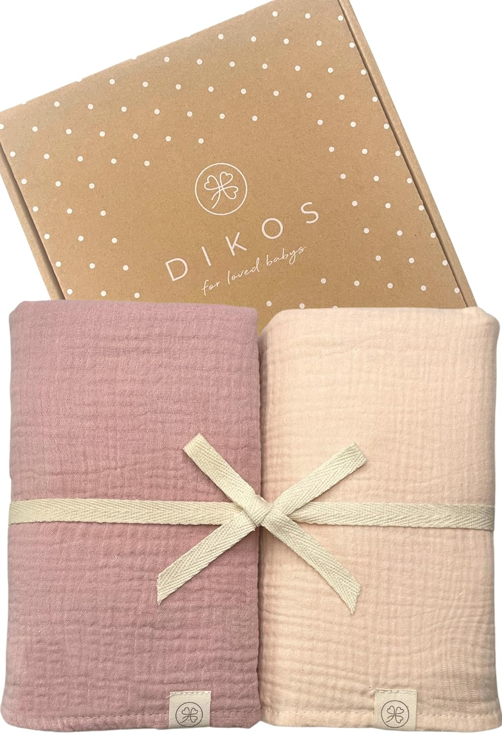 Baby Muslin Cloths Set of 2 Dusky Pink/Salmon Beige Crepe 120 X 120 Cm 100% Organic Cotton Muslin Burp Cloths Muslin Cloth Boy Girl Molton Cloth Muslin Nappies First Equipment Gift Birth