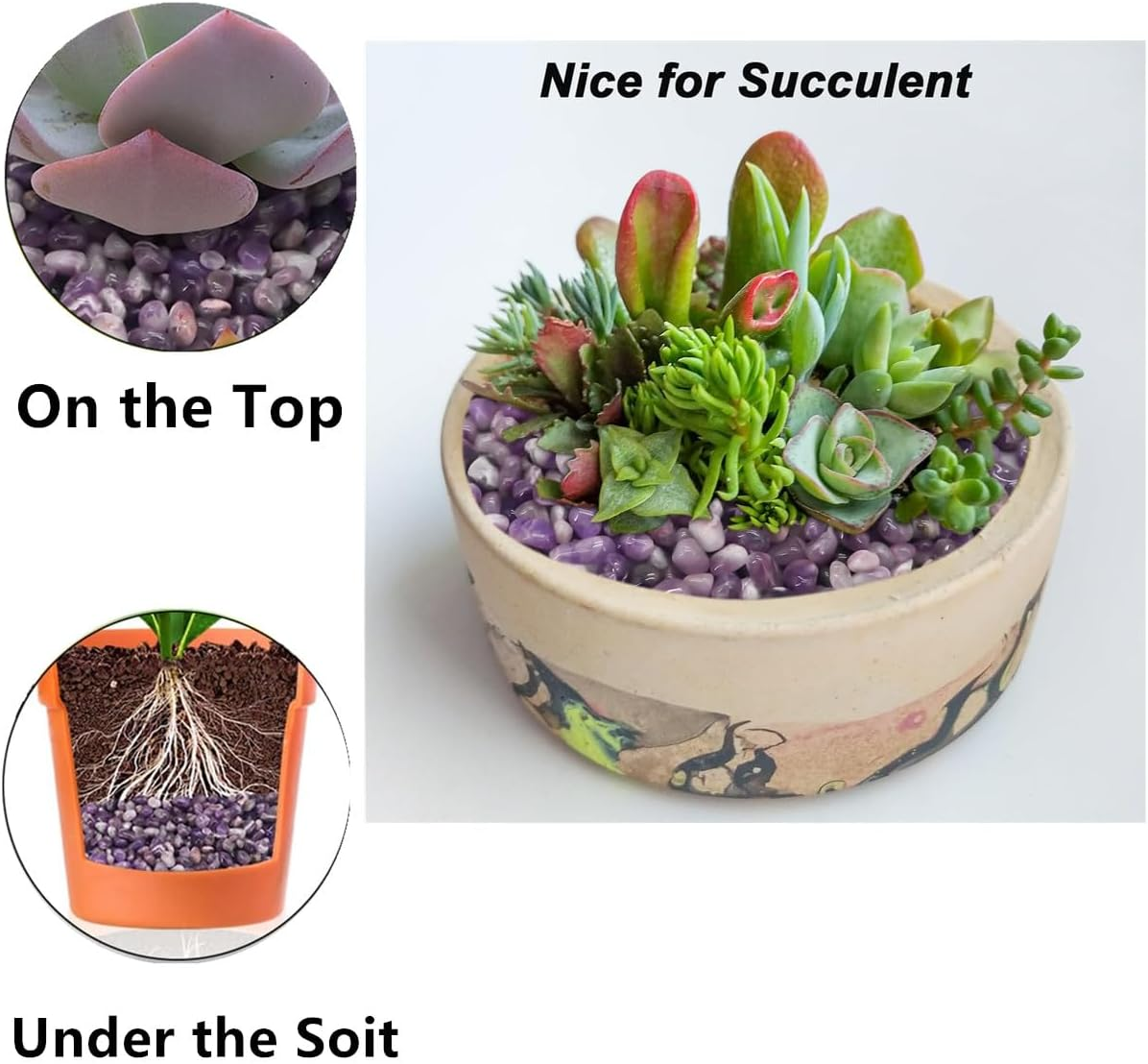 Aquarium Gravel Fish Tank Rocks Pebbles Small,Fish Gravel, 100G Tumbled Chips Crushed Natural Crystal Quartz Pieces for Turtle Tank/Air Plants Decoration(Purple) image number 2