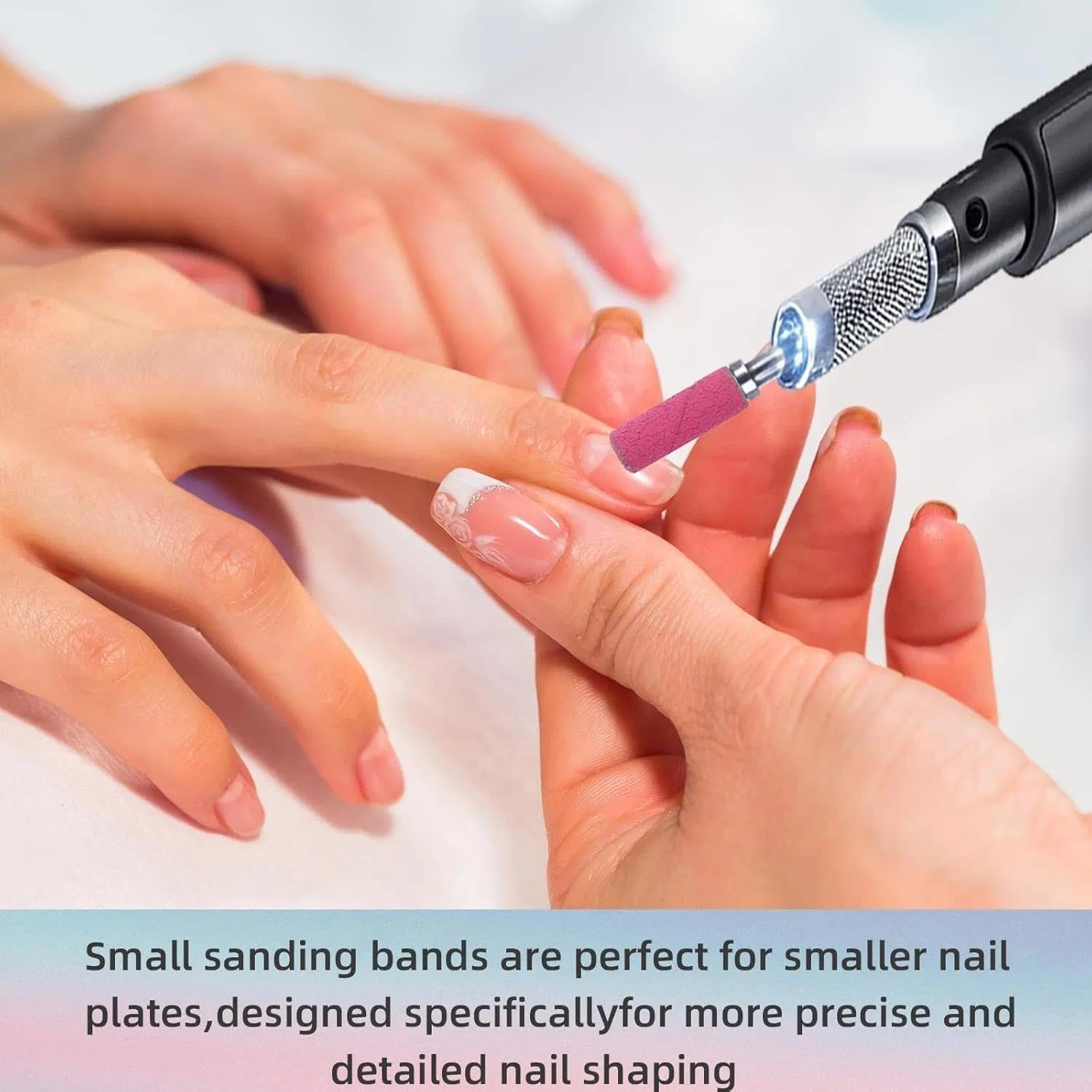Mini Sanding Bands 240 Grit Extremely Fine, 100 Pcs Nail Drill Bits Sanding Bands with Mandrel, Small Sanding Bands for Nail Drill Manicure Pedicure Tools, Geiwogwc image number 3