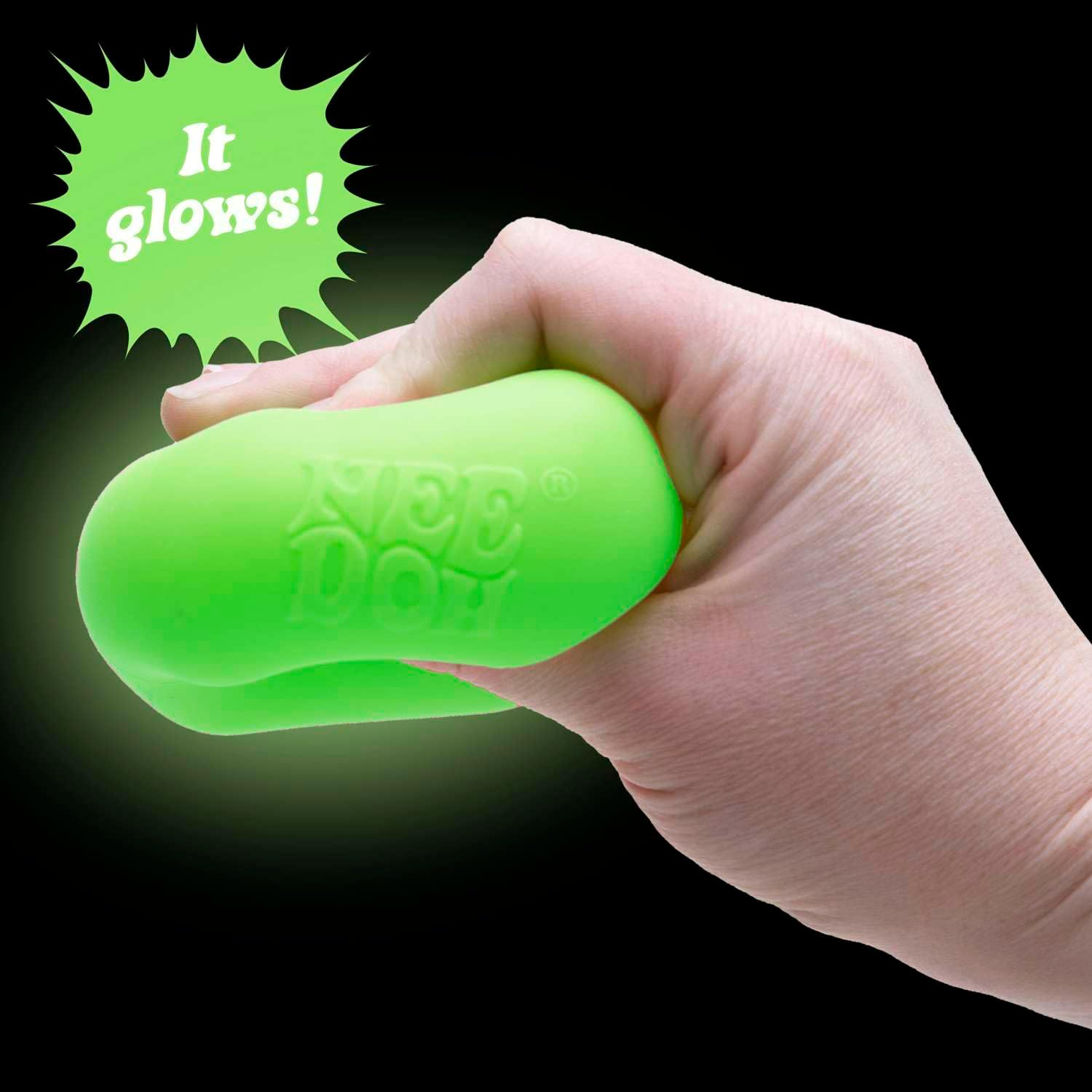 Needoh Nice Cube Glow - Soft & Squishy Glow-In-The-Dark Stress Toy, Stretchy Fidget for Sensory Play, Fun for Kids & Adults, Portable Stress Relief, Assorted Colours image number 1