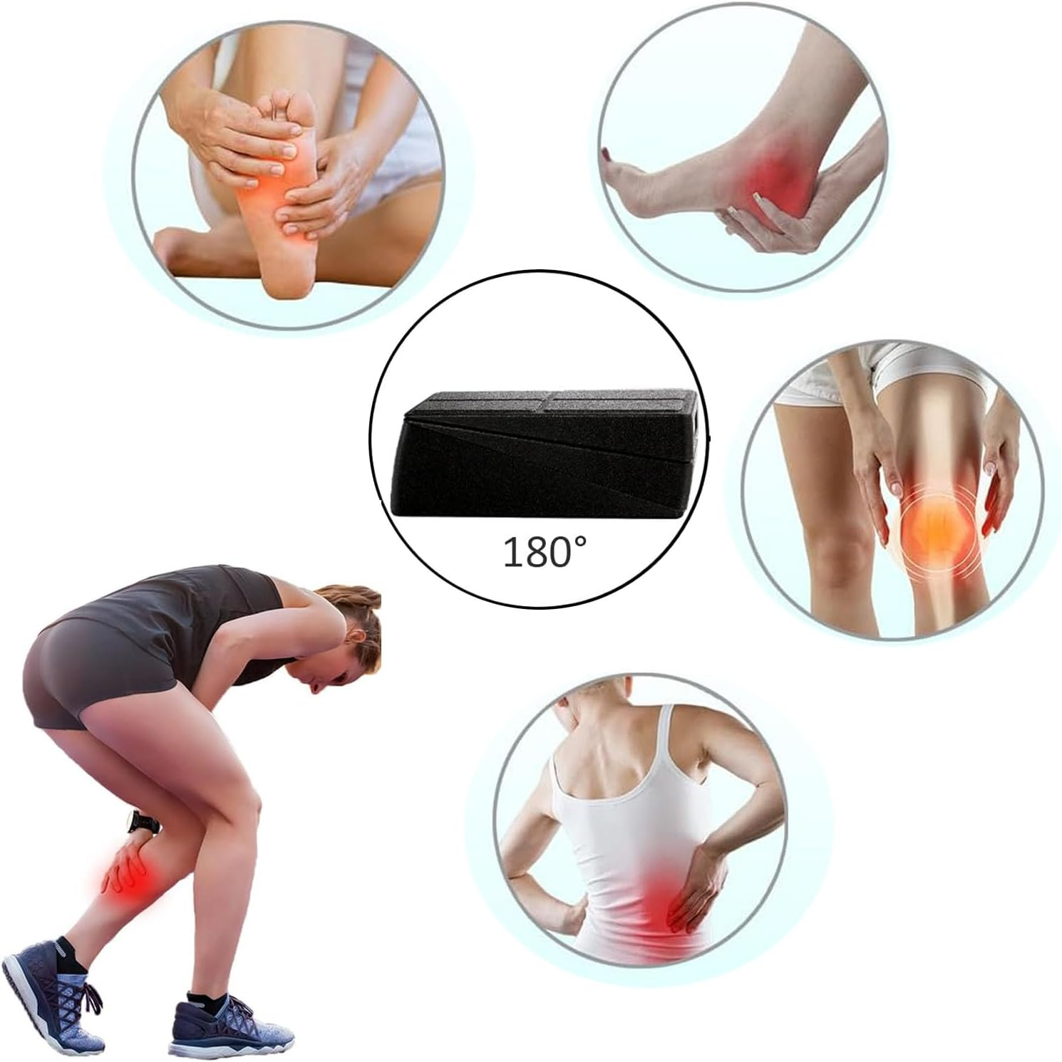 Adjustable Angle Slant Board for Calf Stretching, Strengthening & Mobility Improvement, Non-Slip, Multi-Functional, Black, EPP Foam image number 6