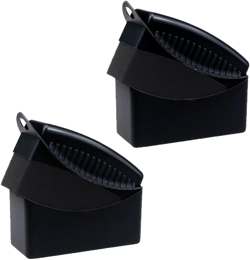 2 Pcs Tire Shine Applicators, Reusable Tire Dressing Applicator Pads with Ergonomic Rectangular Case, Auto Detailing Wheel Cleaner Tire Sponge Brush for Car Cleaning Supplies (Black)