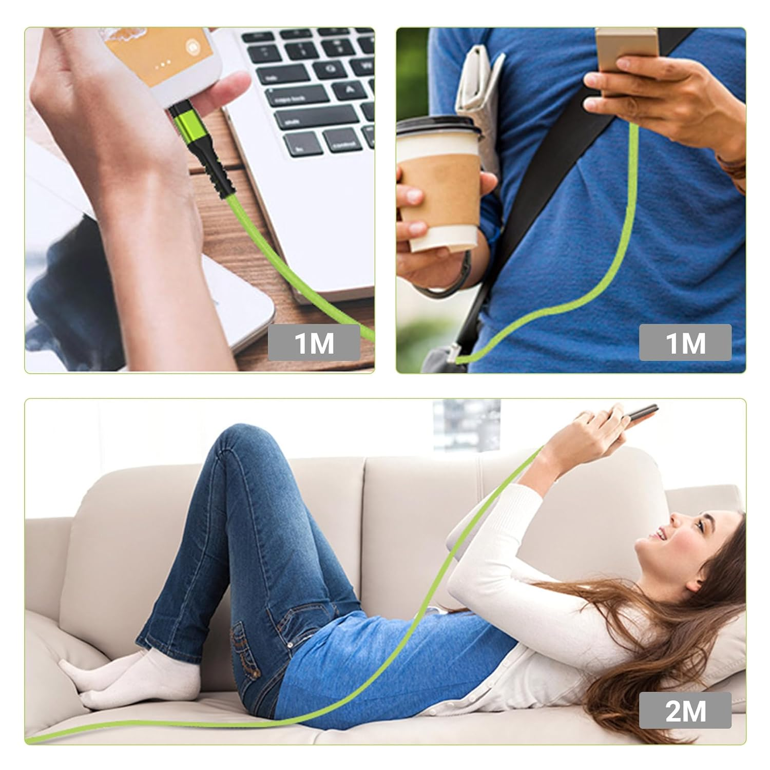 Boreguse 15W USB to Lightning Cable USB Iphone Cable, [3Pack 1M/1M/2M] Iphone Charge Cable, Nylon Braided Lightning Cable, [Mfi Certified] Iphone Cable Compatible for Iphone/Ipad/Ipod image number 5