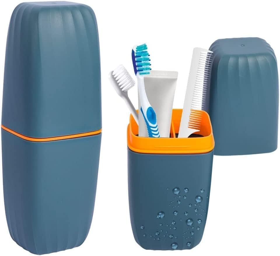 Travel Toothbrush Case, 1Pc Portable Business Trips Wash Cup Holder, Travel Toothbrush Cup Case, Travel Toothbrush Holder Travel Toothbrush Container Toothpaste Storage Toothbrush Case,Dark Blue - Dark Blue image number 6