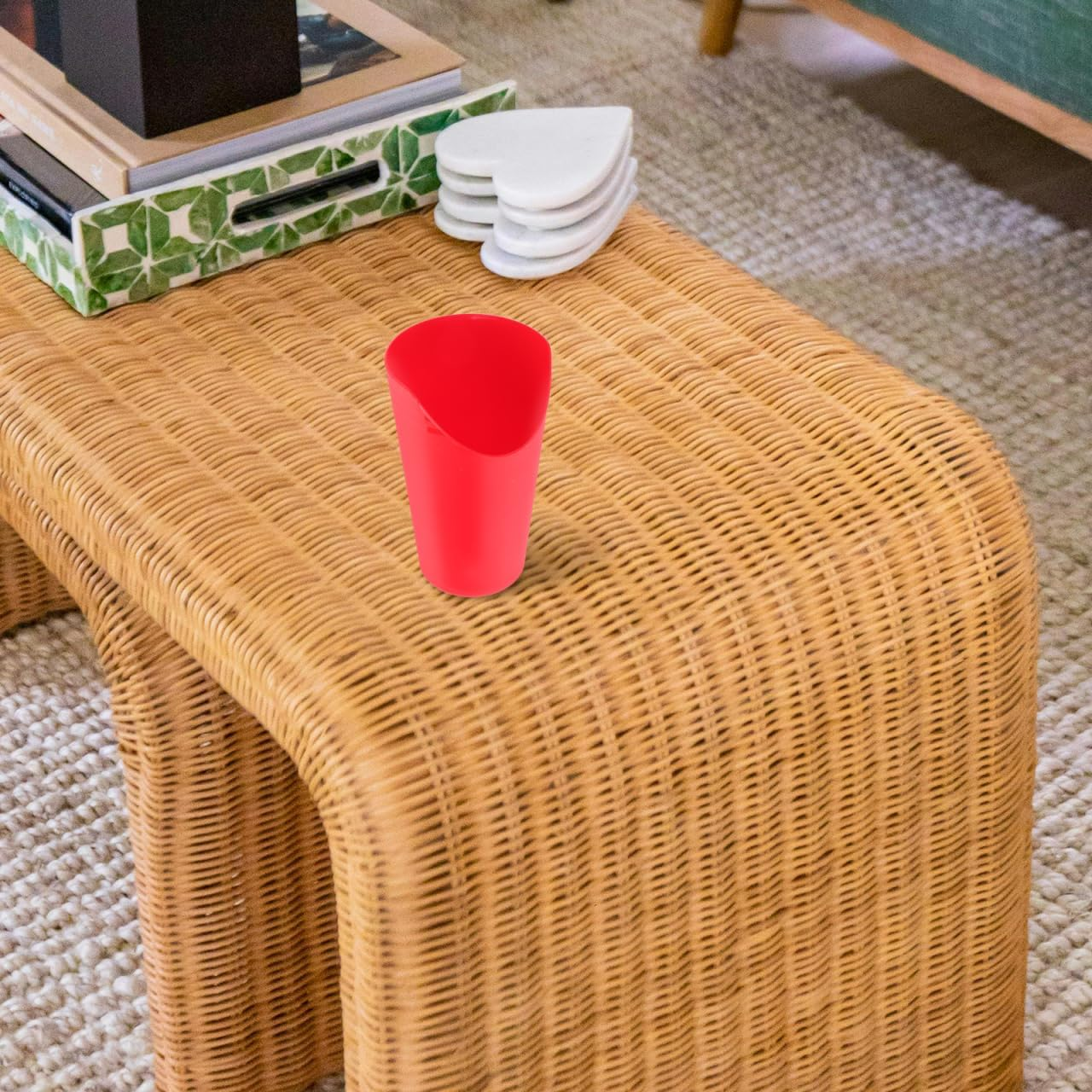 FRCOLOR Red Reusable Nosey Cup Adaptive Easier Drinking Cup for Seniors Elderly Adults - Red image number 4