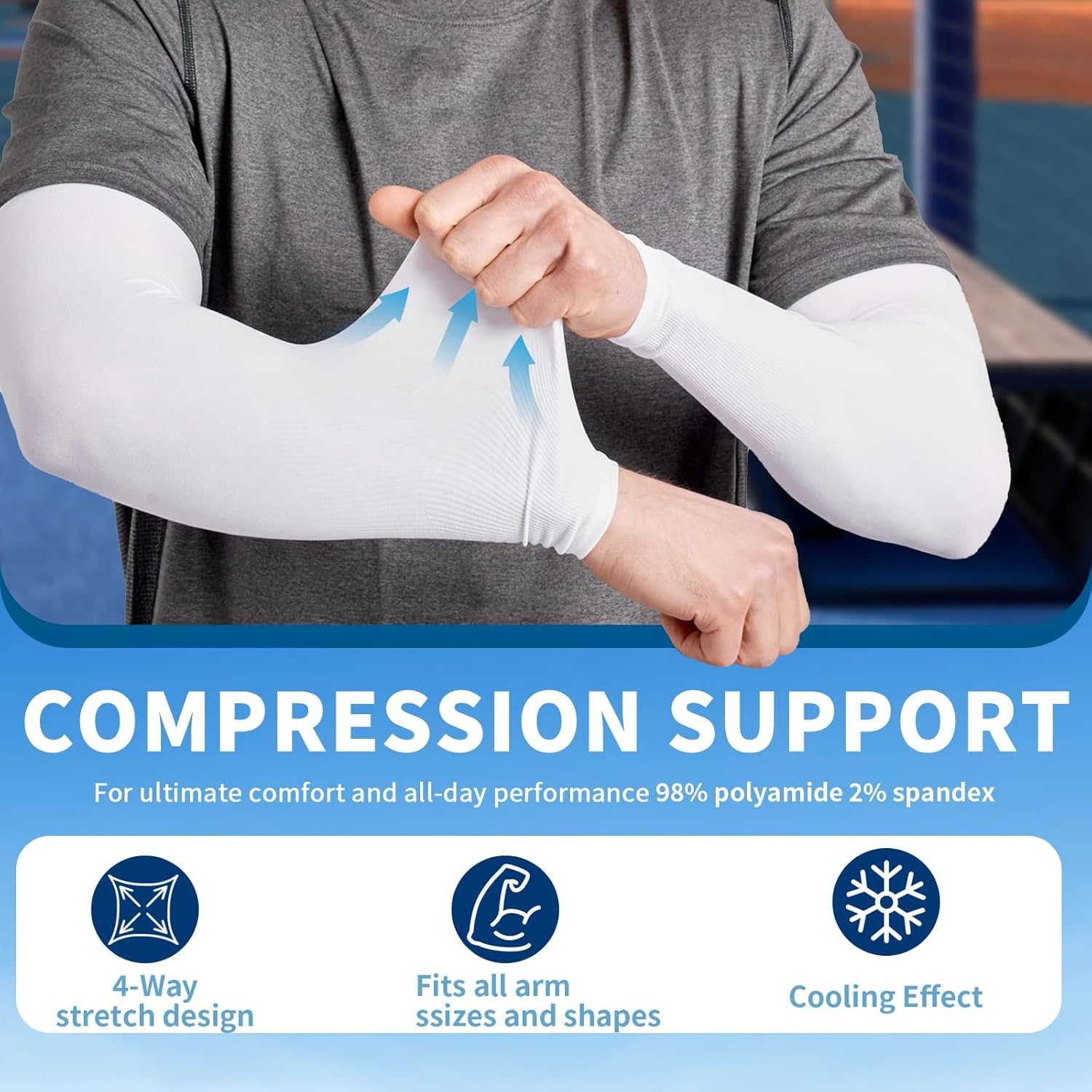 UV Sun Protection Arm Sleeves for Men Women, Compression Cooling Sun Sleeves - Sports - Workouts - Tattoo Cover image number 3