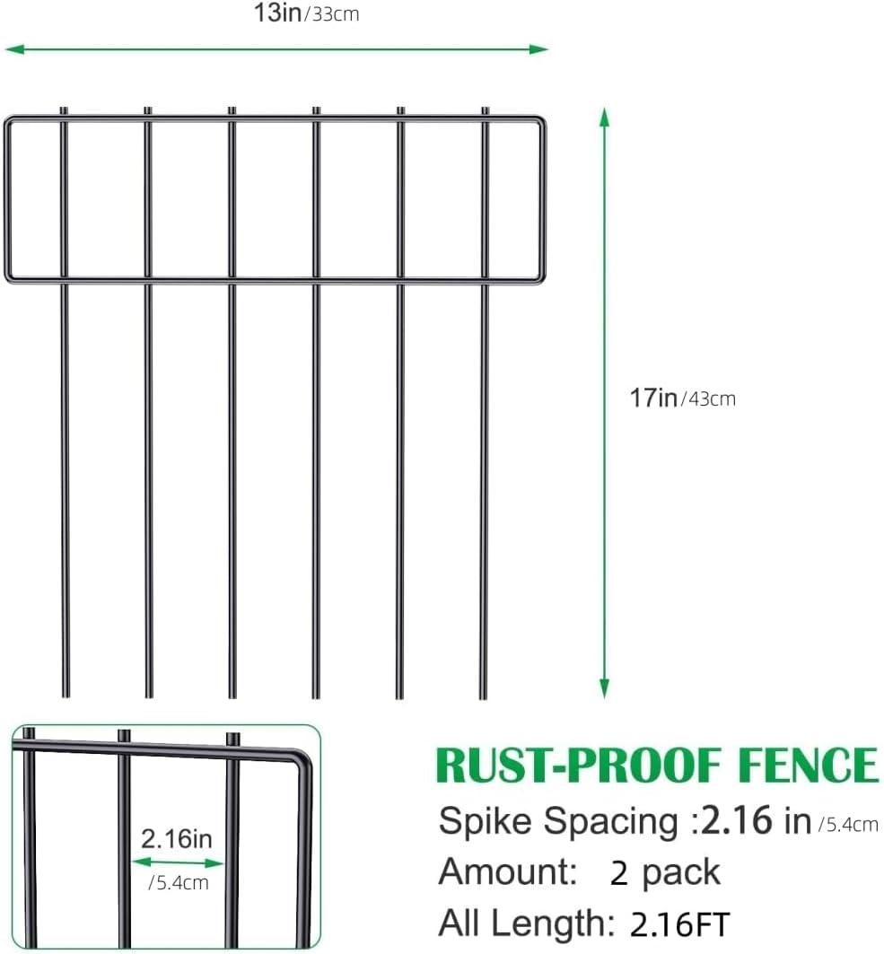 Decorative Garden Fence 2 Pack, Total 26In (L) X 17In (H) No Dig Rustproof Metal Wire Fencing Border Animal Barrier, Flower Edging for Landscape Patio Yard Outdoor Decor, Square image number 6