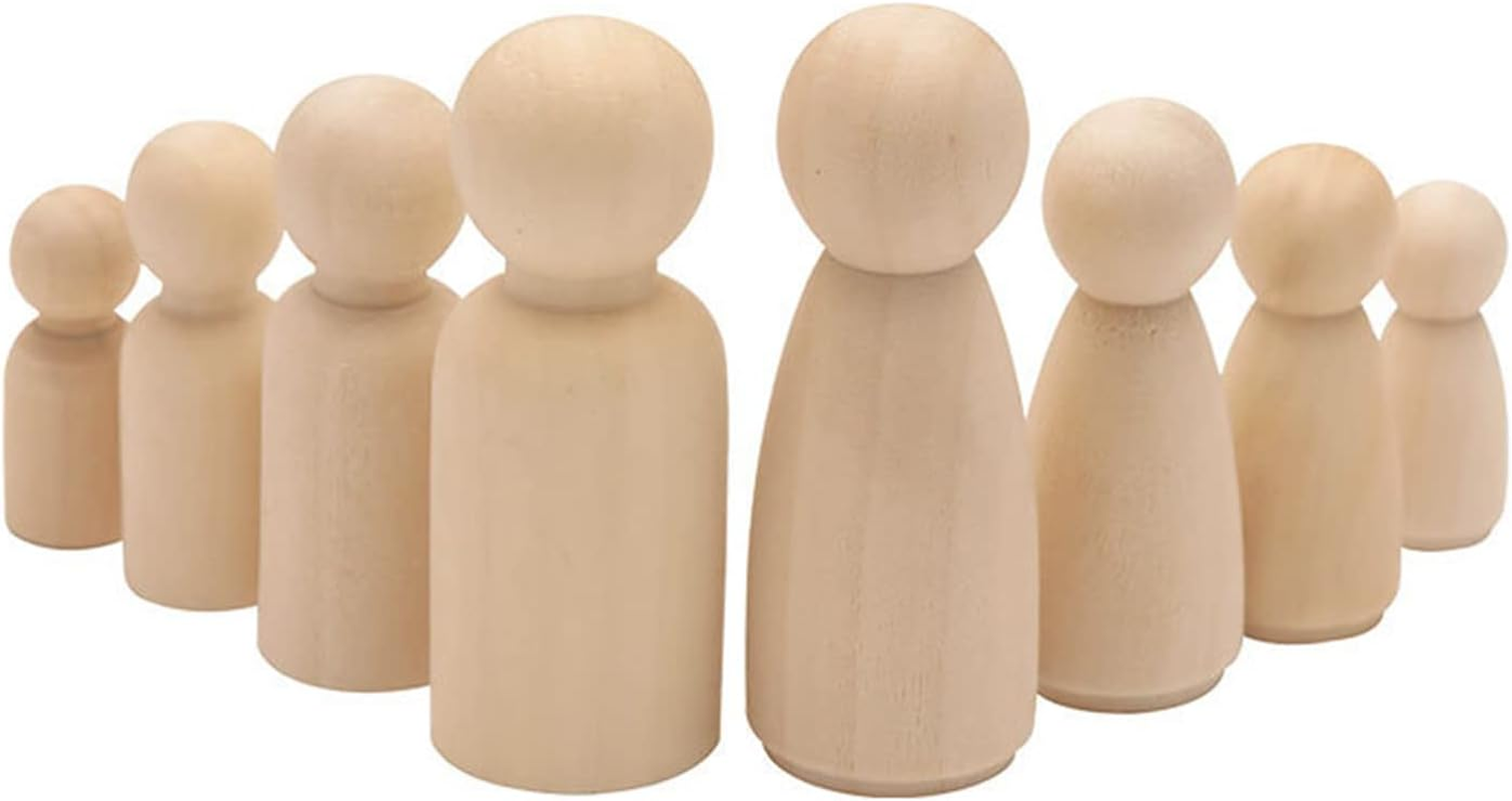 Aoozleny DIY Wooden Peg Dolls, Unfinished Peg People, Doll Bodies, Wooden Figures,Decorative Peg Doll People for DIY Art Craft, Painting, Peg Game, Home Party Decoration,50 Pack