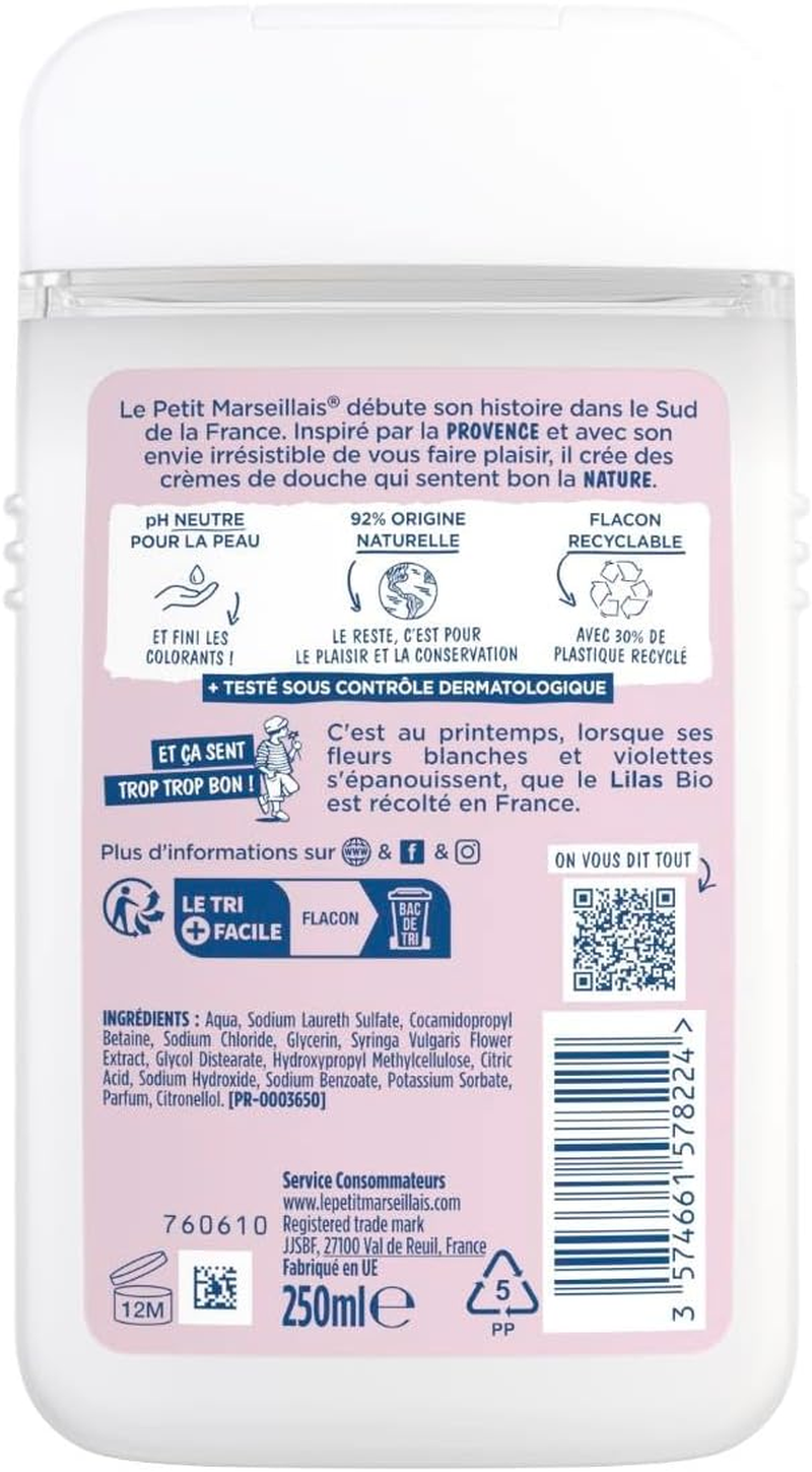Le Petit Marseillais 1 Bottle of Body Wash Your Choice, French Shower Cream 6 Varieties 250Ml (8.4Oz) (Lilas (Lilac)) image number 1
