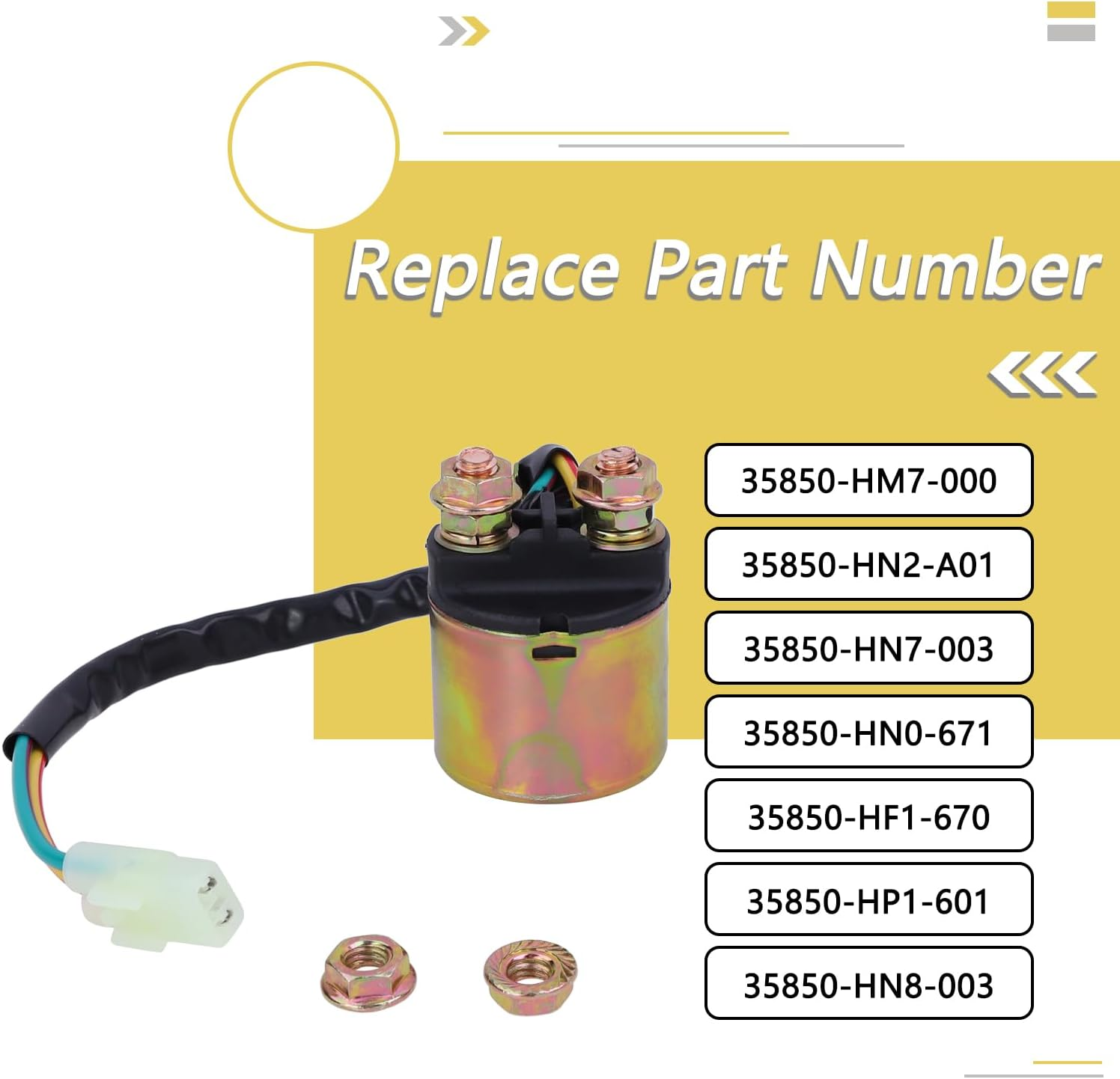 Starter Solenoid Relay, Compatible with Honda TRX350 Rancher 350 2000-2006/ TRX90X 2009-2021/TRX200 Fourtrax 1990-1997/TRX400 Foreman 400 1995-2003/TRX420 Rancher 420 2009-2014 Starter Solenoid Relay image number 1