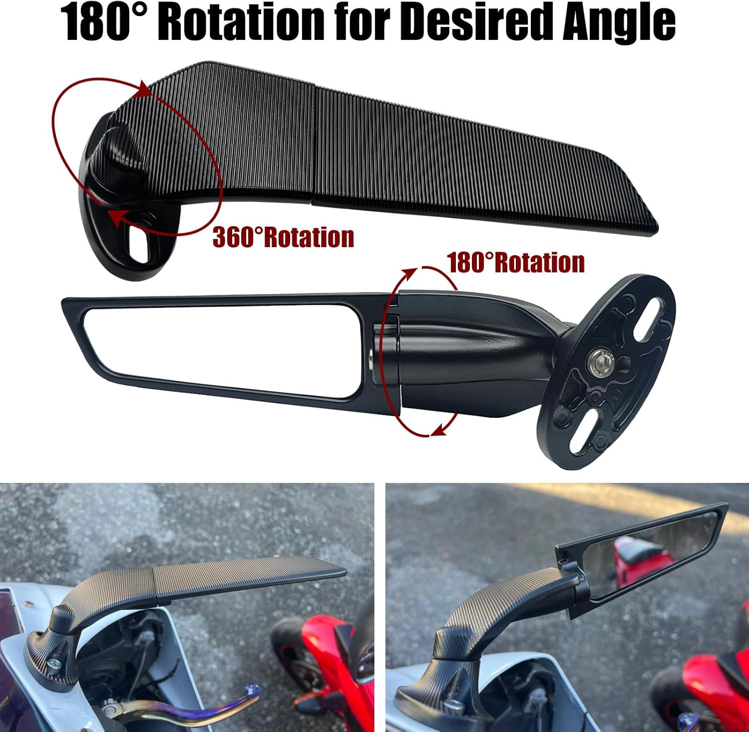 Large Size Motorcycle Mirrors Stealth Wind Wing Side Rearview Mirrors Compatible with 2025 Kawasaki Ninja 500 Ninja 650 Ninja 400 300 2025 ZX6R ZX10R ZX4RR ZX14R GSXR 1000 600 750 image number 2