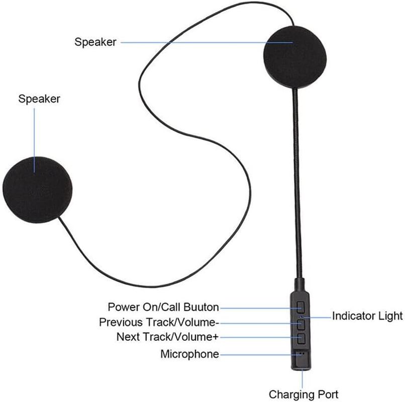 Bluetooth 5.1 Wireless Motorcycle Helmet Headset Intercom Motorbike Headphone