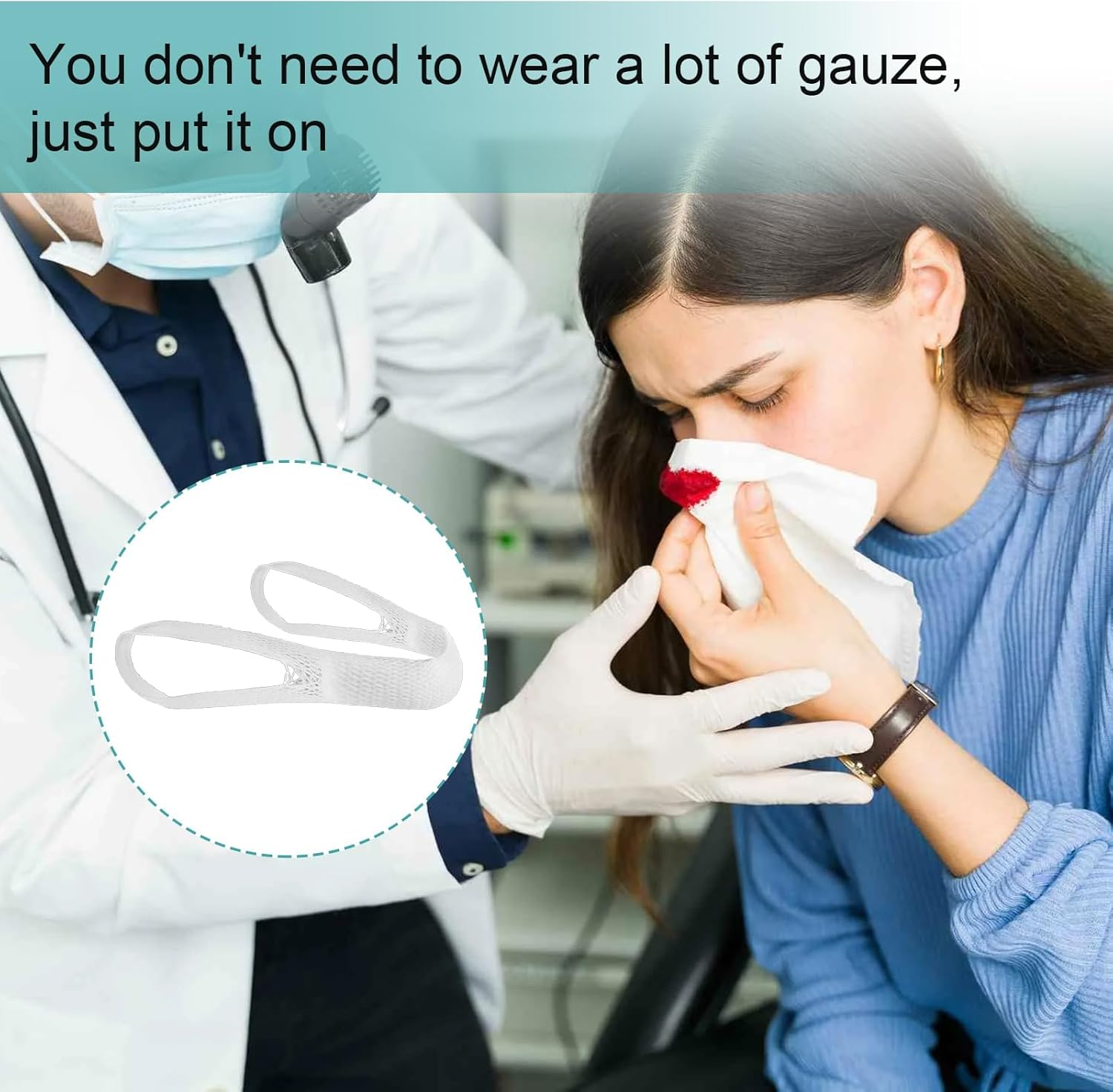 Nose Bandage,Nose Surgery Elastic Bandage Dressing Holder for Postoperation,External Nasal Bandage Dressing Holder with High Absorption Capacity for Nose,White (10) image number 1