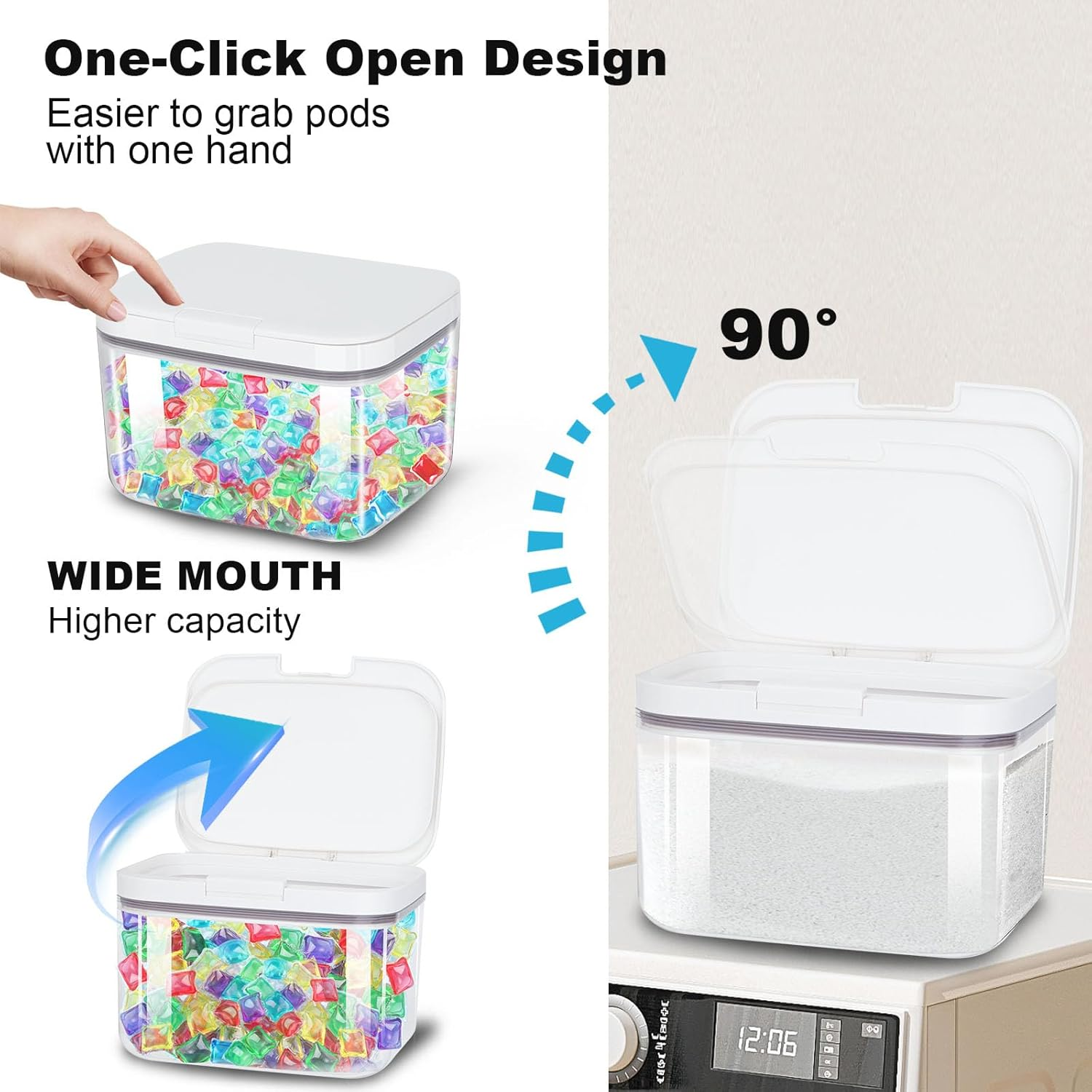 Sunal Laundry Pods Storage Container for Room Organization, 2.8L Large Capacity Laundry Powder Container with Airtight Lid for Detergent, Scent Booster Storage image number 2