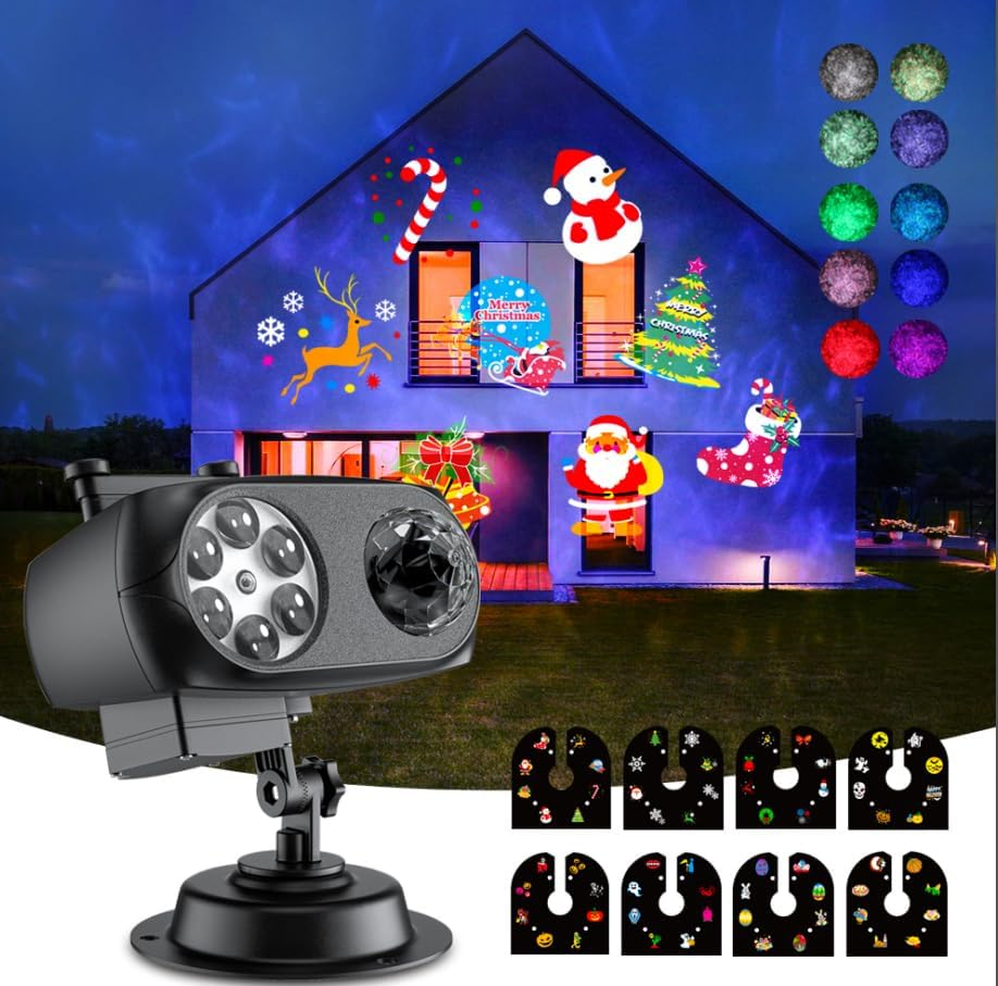 Snowflake Projector Lights LED Dual-Head Christmas Snowflake Light Projector HD Outdoor Indoor Festival Lighting Decoration with Remote, Timer, and 16.4Ft Cord for Xmas, New Year, Winter Party