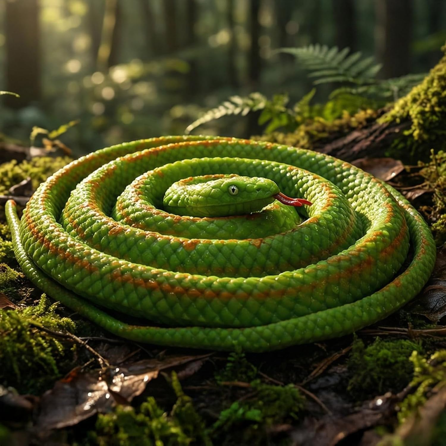 BOHS Elastic Rubber Green Snake- Stretch & Swing - Easy Camouflage - Prank Toy Scary Fake Lifelike Animal Model - 130 CM / 4.2 Feet image number 6