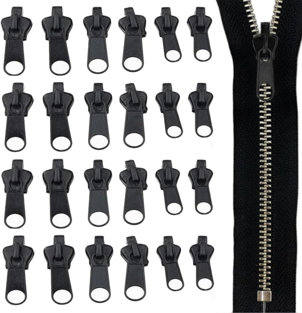 HIDOSNG 24Pcs Metal Zipper Pull Repair Kit,Universal Zipper Pulls Replacement,3 Sizes Zipper Fixer for Suitcase Zippers Pull Tab for Luggage, Backpack, Jackets, Coat, Boots, Clothing Shoes Helves