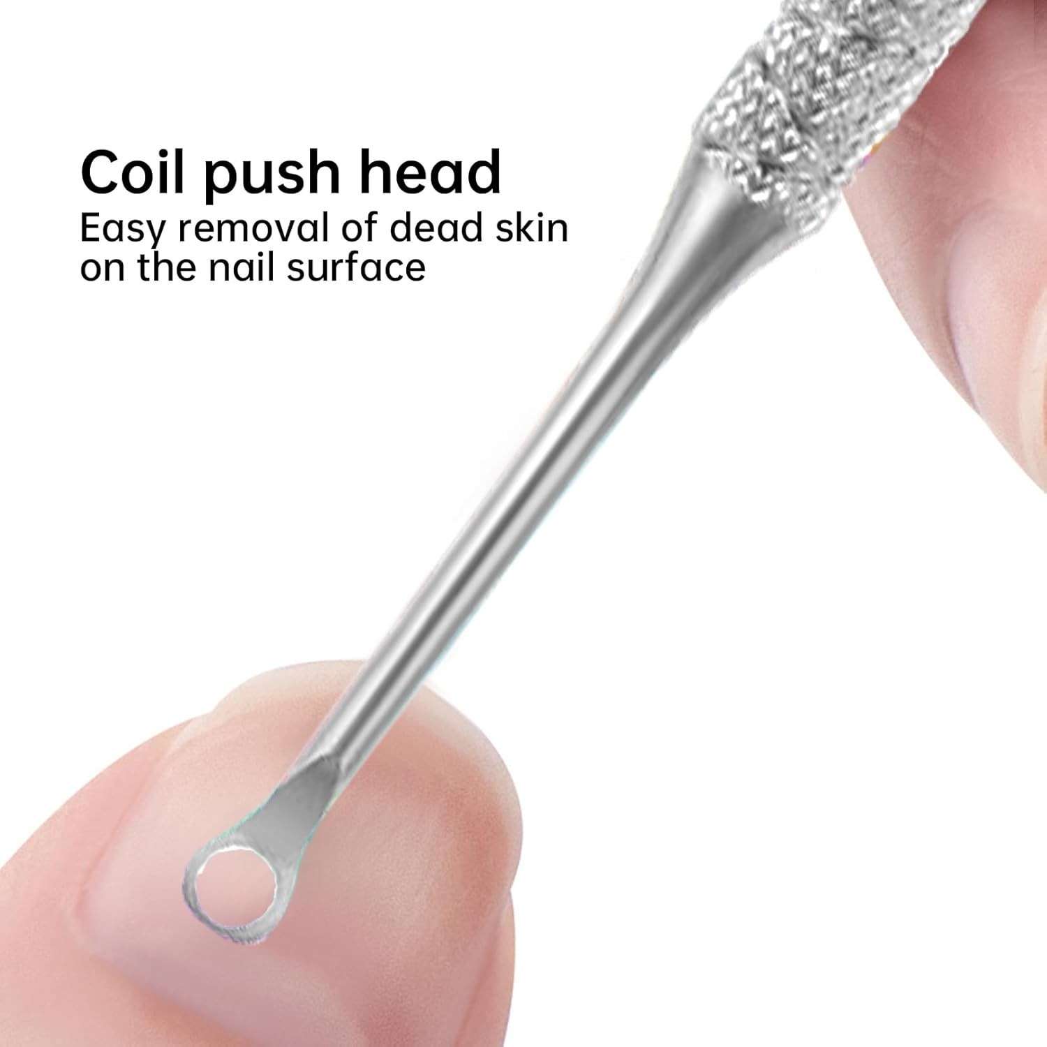 2-In-1 Cuticle Pusher Tool,Nail Etching Tool,Dual Ended Gel Nail Polish Remover Tool,Stainless Steel Nail Scraper,Loop & Beveled Head,Cuticle Sticks,Manicure Tools,For Cuticle Trimmer Pedicure image number 5