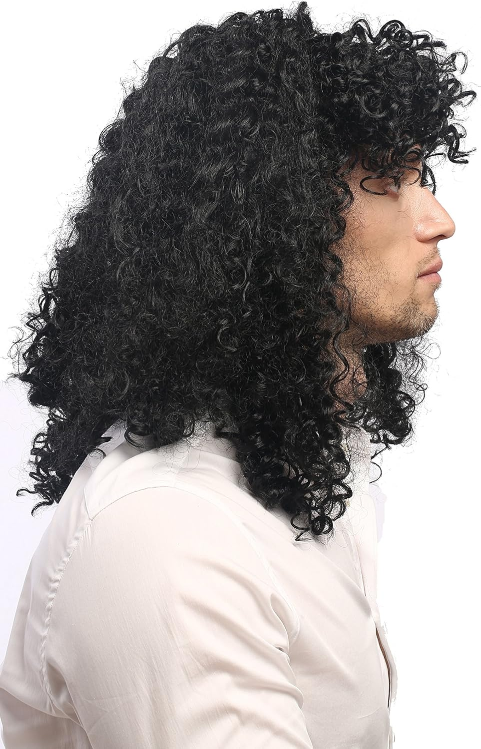 WIG ME up - 70474-P103 Women'S/Men'S Wig Carnival Long Curls Mane Rocker Metal Singer Proll Football Player 80S Black