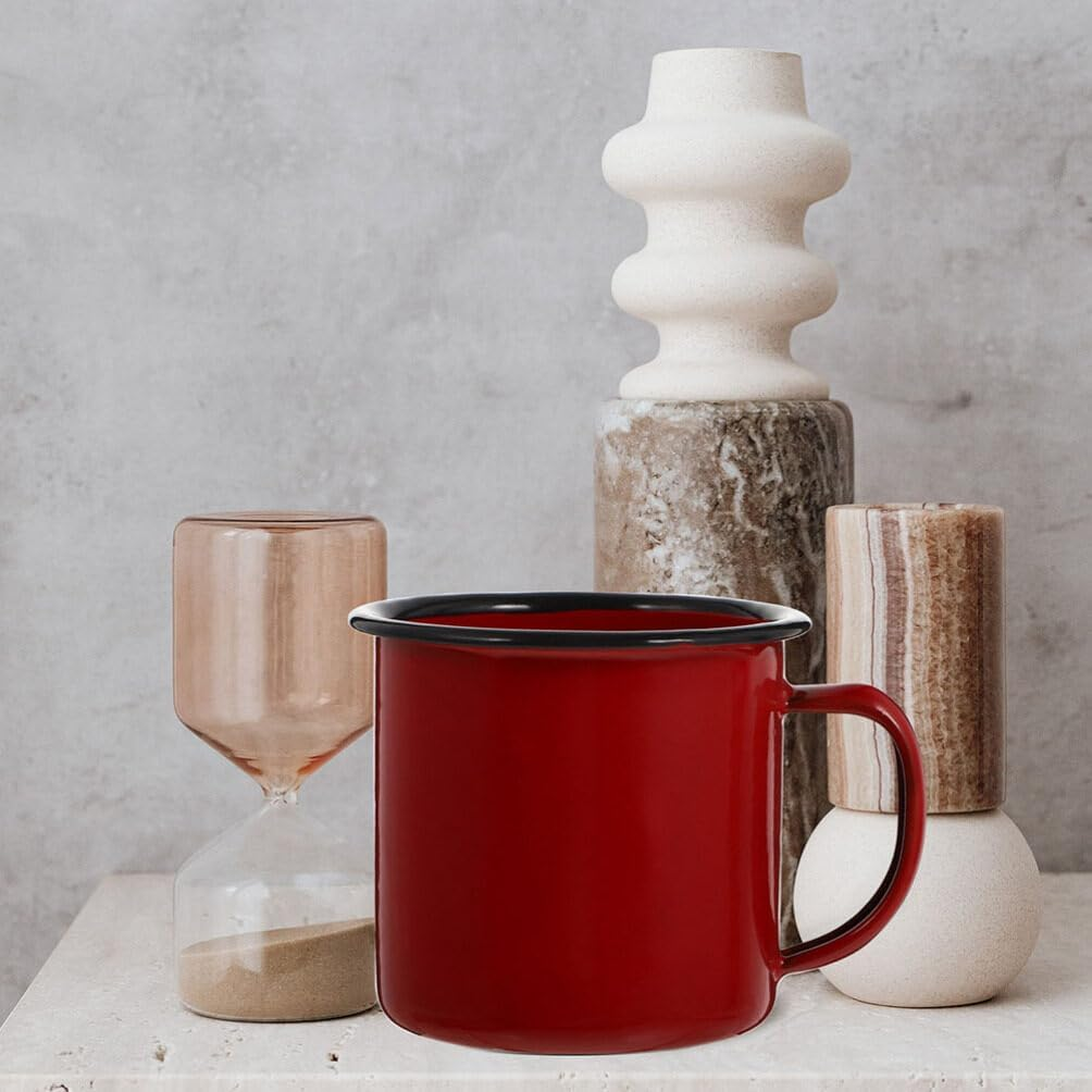 Luxshiny Enamel Camping Coffee Mug Set of 4 - Vintage Camping Mugs Water Mugs Camping Coffee Milk Mugs, for Indoor and Outdoor Activities