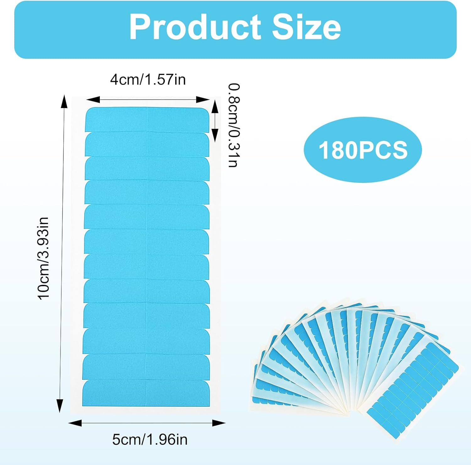 180 Pcs Hair Extension Tape, Double Sided Adhesive Tape for Hair Extensions and Wigs, Strong Hold Sweat Resistant Tape Tabs 4Cm X 0.8Cm, No Residue image number 1