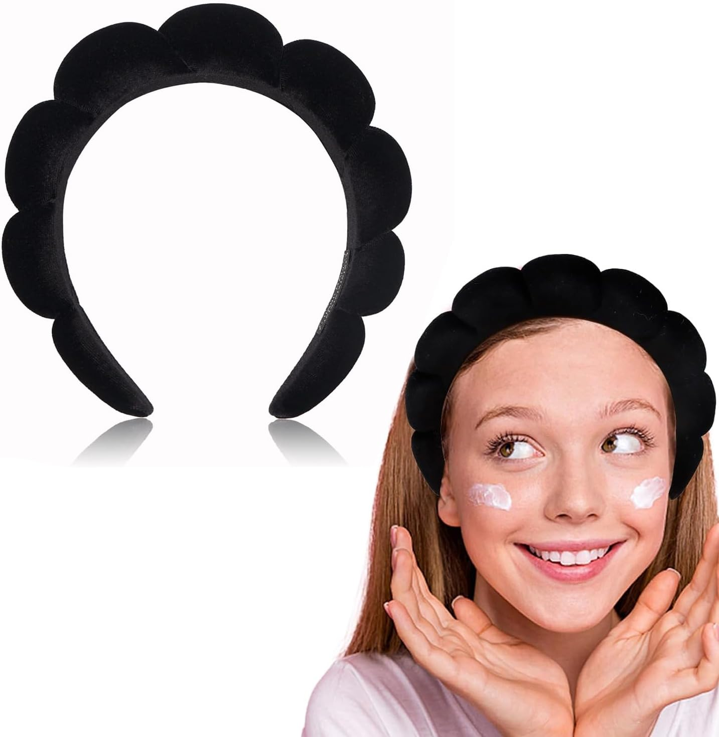 Norhogo Wolke Hair Bands, Women Velvet Hair Band, Women Hairband, Women Makeup Sponge, for Skin Care, Face Wash (Black) image number 6