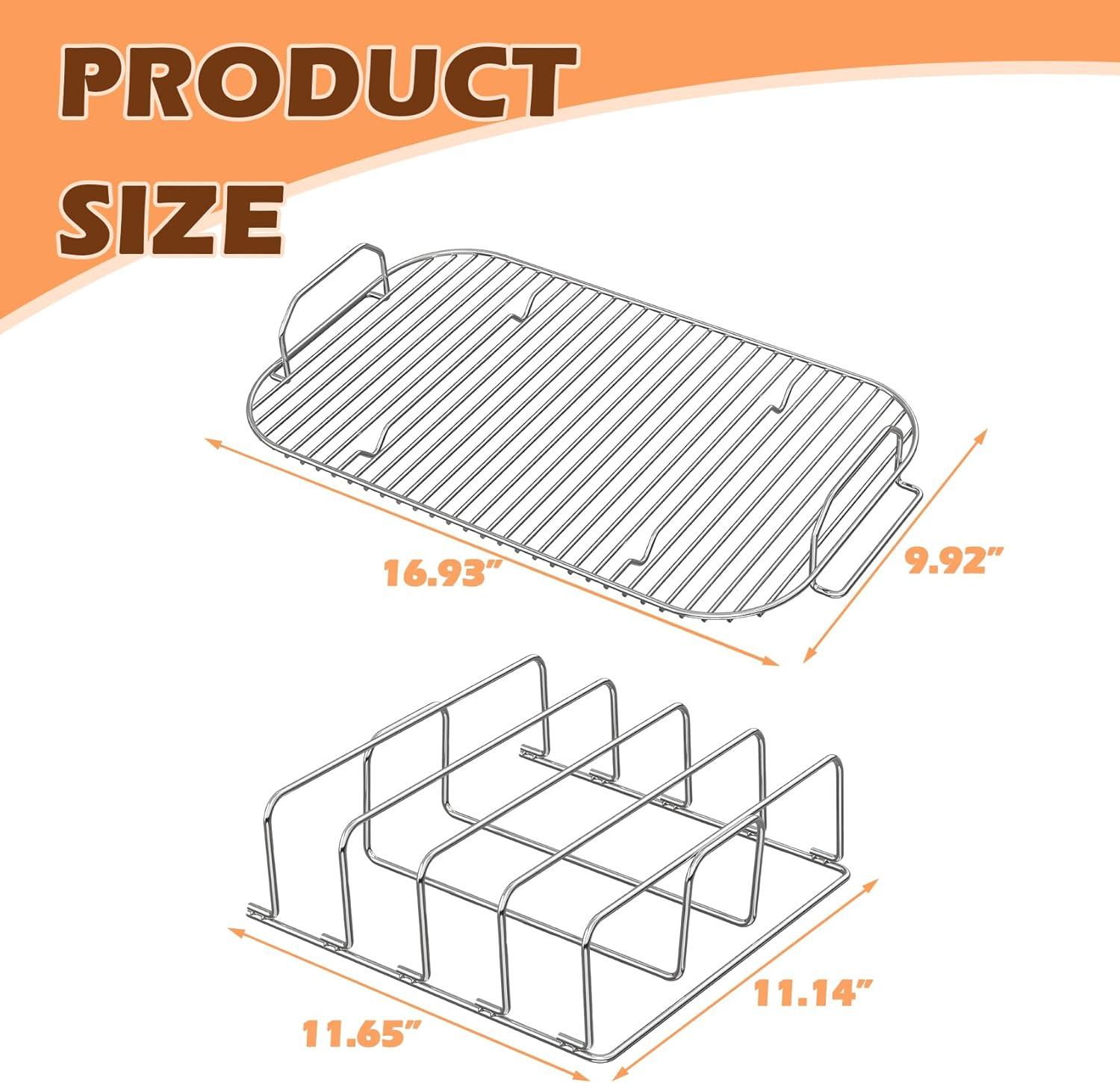 Woodfire Rib Rack & Roast Rack for Ninja Woodfire XL Grill OG800/900 Series Accessories, XSKRACKXL Rib Rack & XSKRSTRKXL Smoke Rack for Ninja OG951 OG850 Pro Connect XL Outdoor Grill Smoker image number 1