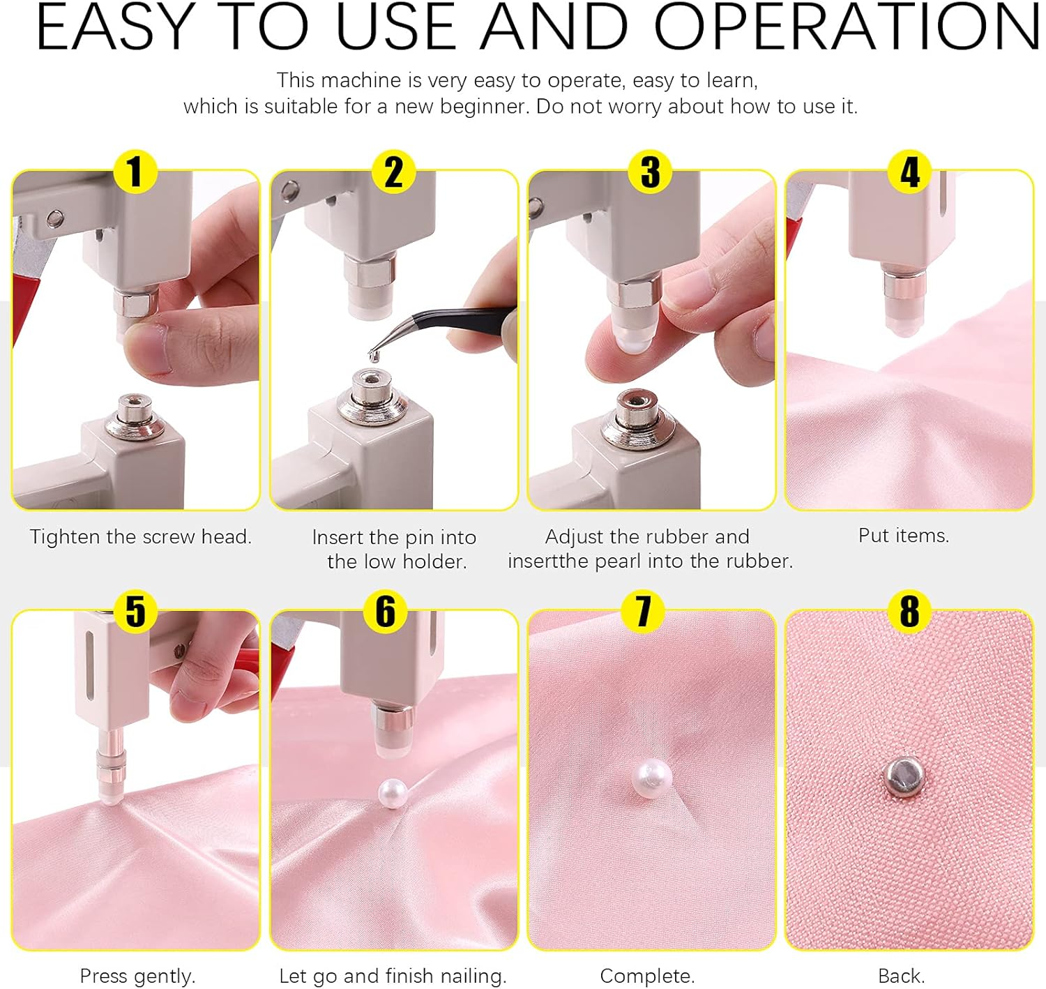 Mardatt 1335 Pcs Pearl Setting Machine and Colorful Pearls Kit, Hand Press Pearl Rivet Buttons Setter with 5 Sizes Molds DIY Handmade Pearl Accessories for Hats Shoes Clothes Bags Charm image number 2