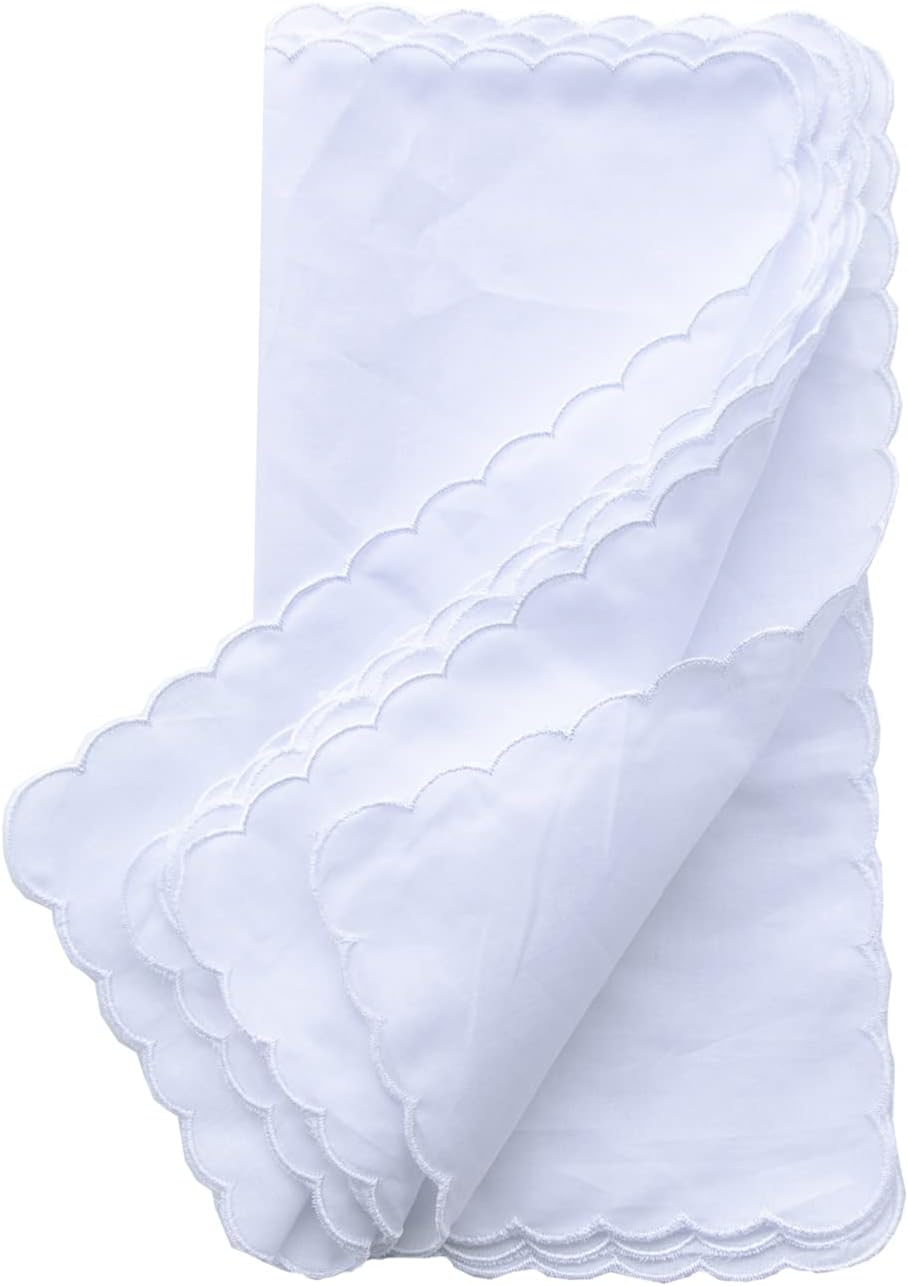 Bulk Solid White Cotton Handkerchiefs Perfect for Wedding Party DIY Draw image number 2