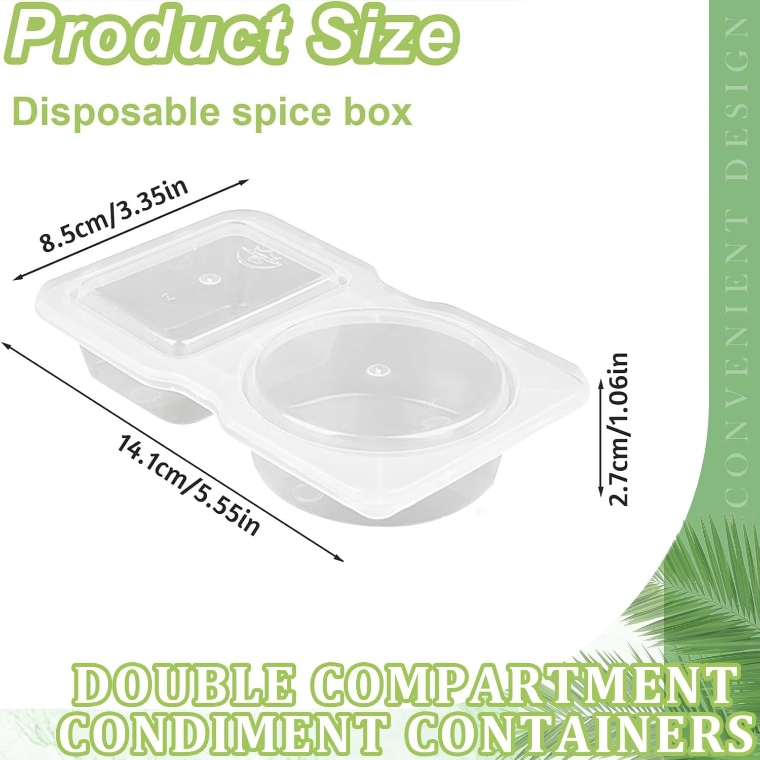 40Pcs Double Compartment Condiment Container with Lids 2 Compartment Snack Containers Reusable Snack Pack Containers Double Condiment Container for To-Go Sauce, Food Travel Snack,Sampling (Model 2) image number 1