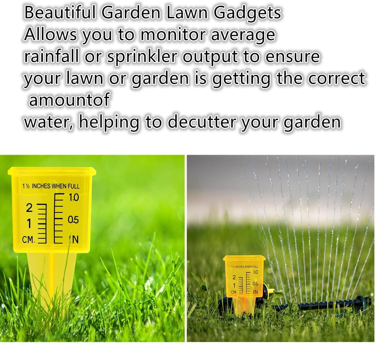 Bright Yellow Transparent Reusable Rain Gaugesgarden Water Gauge Outdoor Water Measuring Tool Plastic Sprinkler Gauge Instrument for Garden Lawn Backyard (Bright Yellow) image number 2