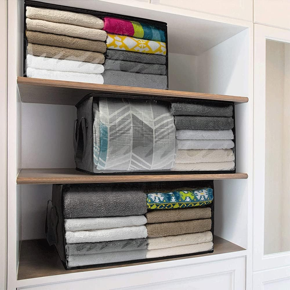 CJWLKJ 54L Clothing & Closet Storage Bags, 6 Pack Closet Organizers and Storage, Clothes Foldable Storage Bins with Handles, Storage Containers for Clothing, Blanket, Comforters, Toys, Bedding, Grey - Grey image number 3