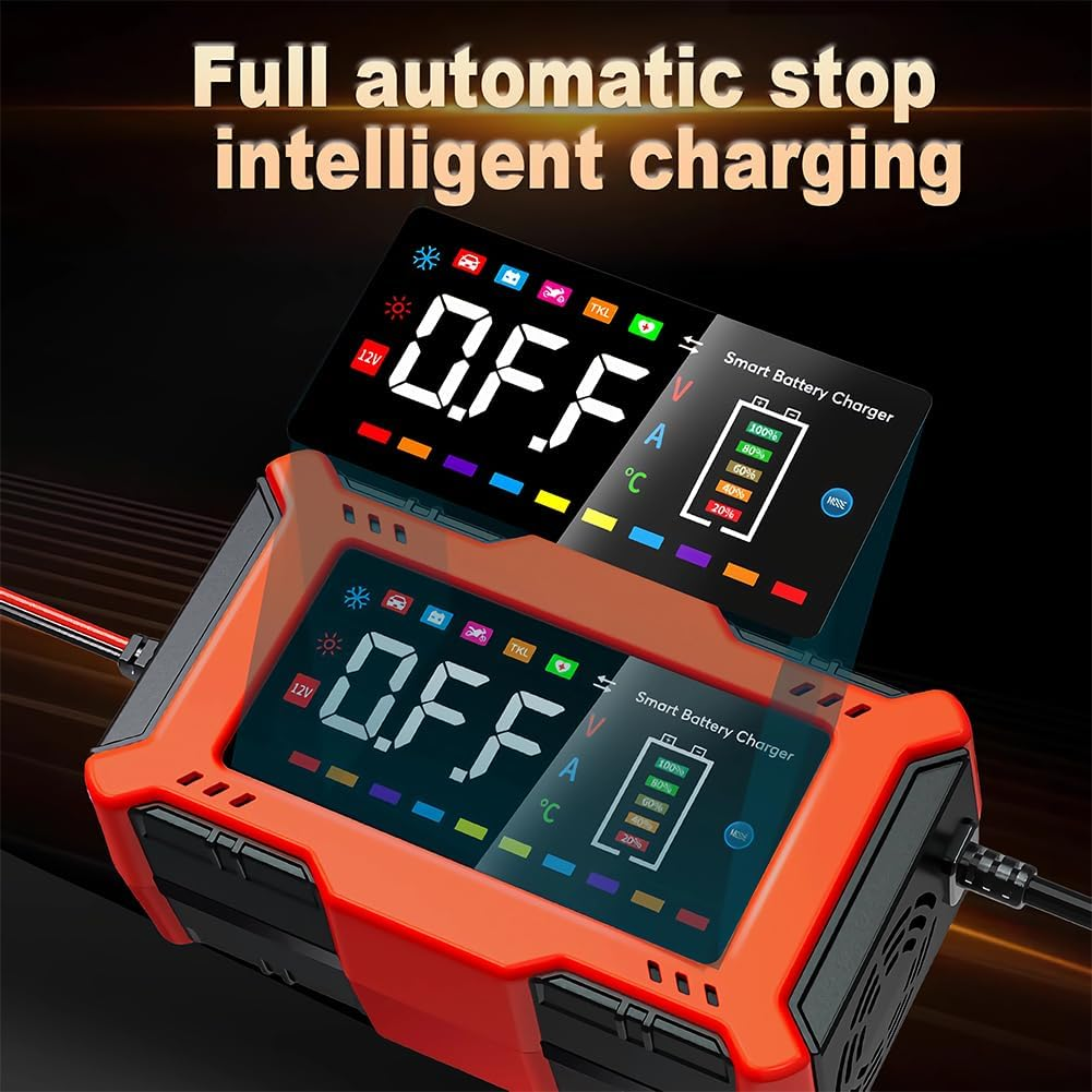 Augoing Battery Charger for 12V6A Lead Acid and 14.6V Lithium (Lifepo4) Battery, Automatic Car Battery Maintainer Trickle Charger and Desulfator with Temperature Compensation image number 2