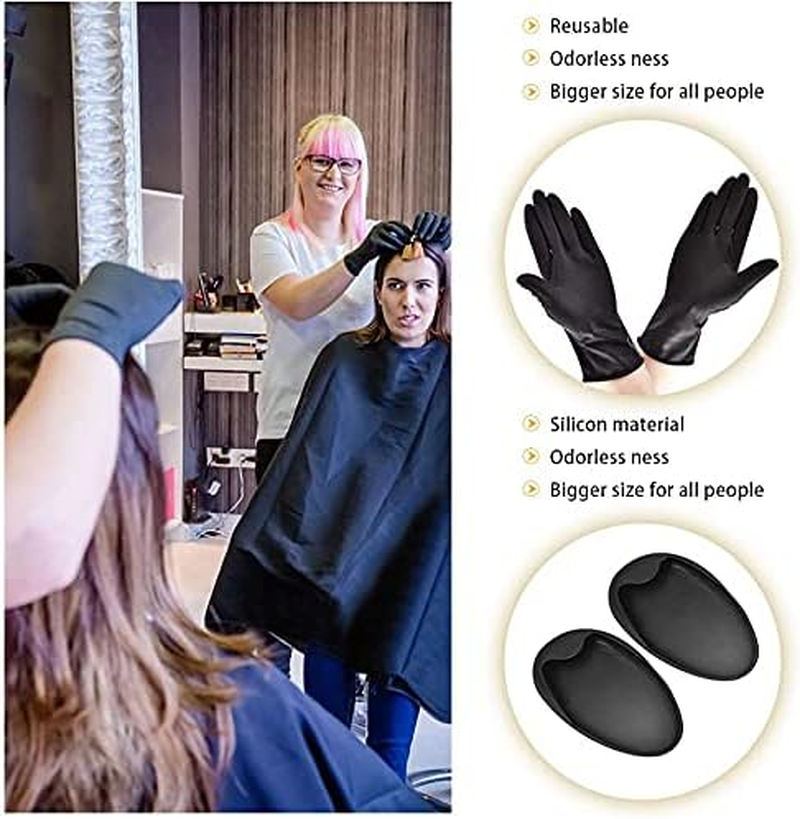 Hair Dye Bowl and Brush Kit, KEAIDUO 22Pcs Hair Colouring Tools Professional DIY Salon Dye Bowl Dyeing Brushes Ear Cover Gloves Disposable Hair Dye Cap Hair Coloring Cape and Hair Clips image number 2