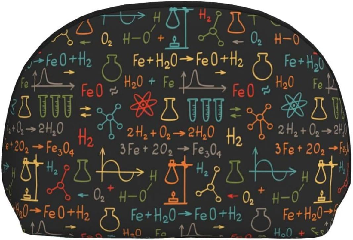 Coin Pouch Makeup Bags Set, 2 Piece Shell Shape Cosmetic Bag with Pockets for Daily Travel Handbag Lipstick Keys Toiletry, Personalized Educational Chemistry Equation Experiment image number 1