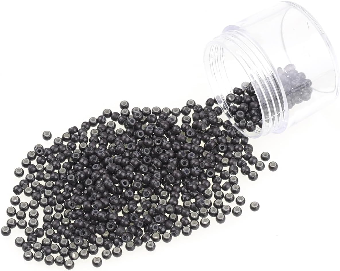 Hair Extension Beads Silicone Lined Micro Rings Nano Rings for Hair Extension Beads Silicone Lined Micro Rings (500PCS, #3 Dark Brown) image number 1